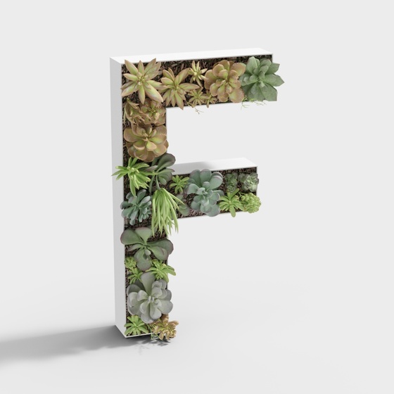 ~More Avant garde Decorations,Green Plants Letter,Others,3D Text,Table Decor,Gray+Black