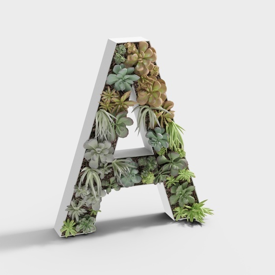 ~More Modern Others,Table Decor,3D Text,Decorations,Green Plants Letter,Black