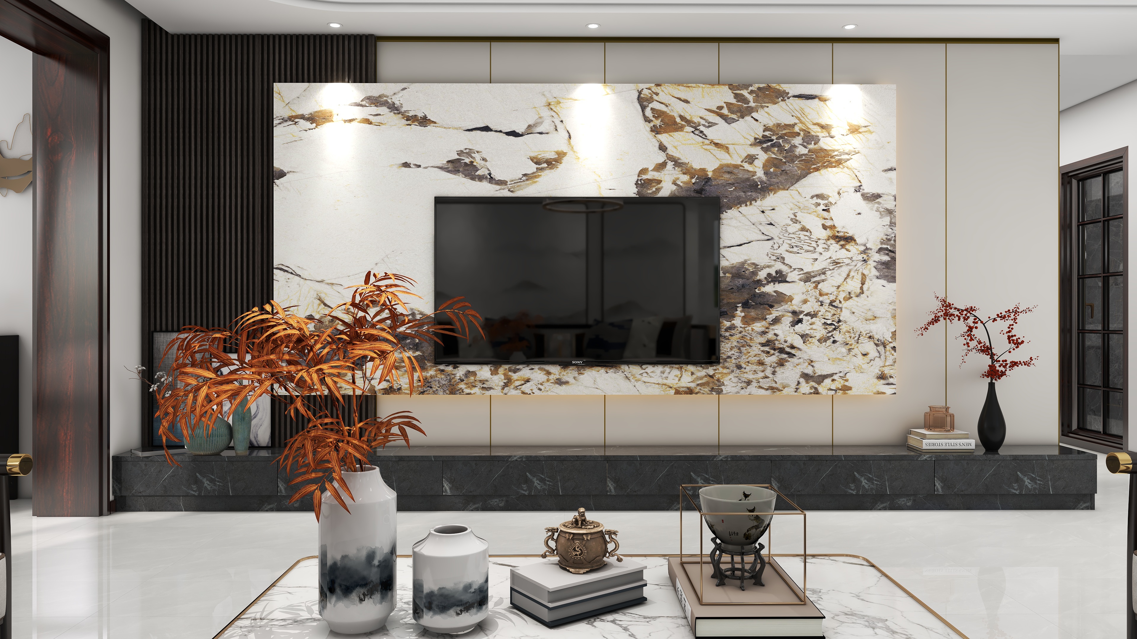 向阳空间表现-蓝水假期145㎡3室-新中式-装修设计方案