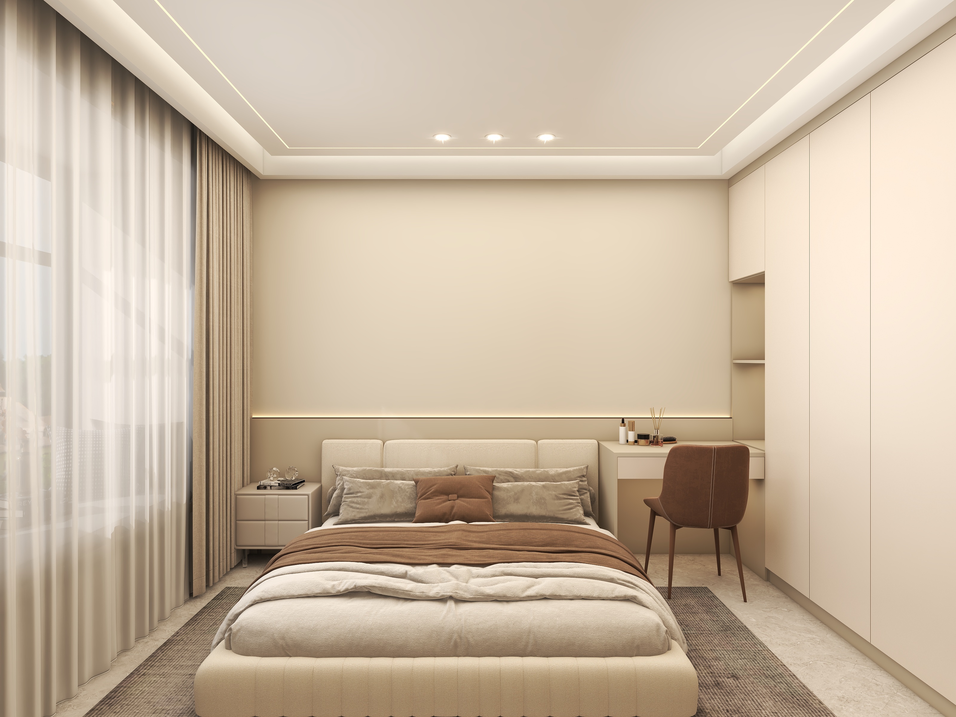 壹诺设计工作室-114㎡4室-现代简约 一层主卧装修效果图第1张