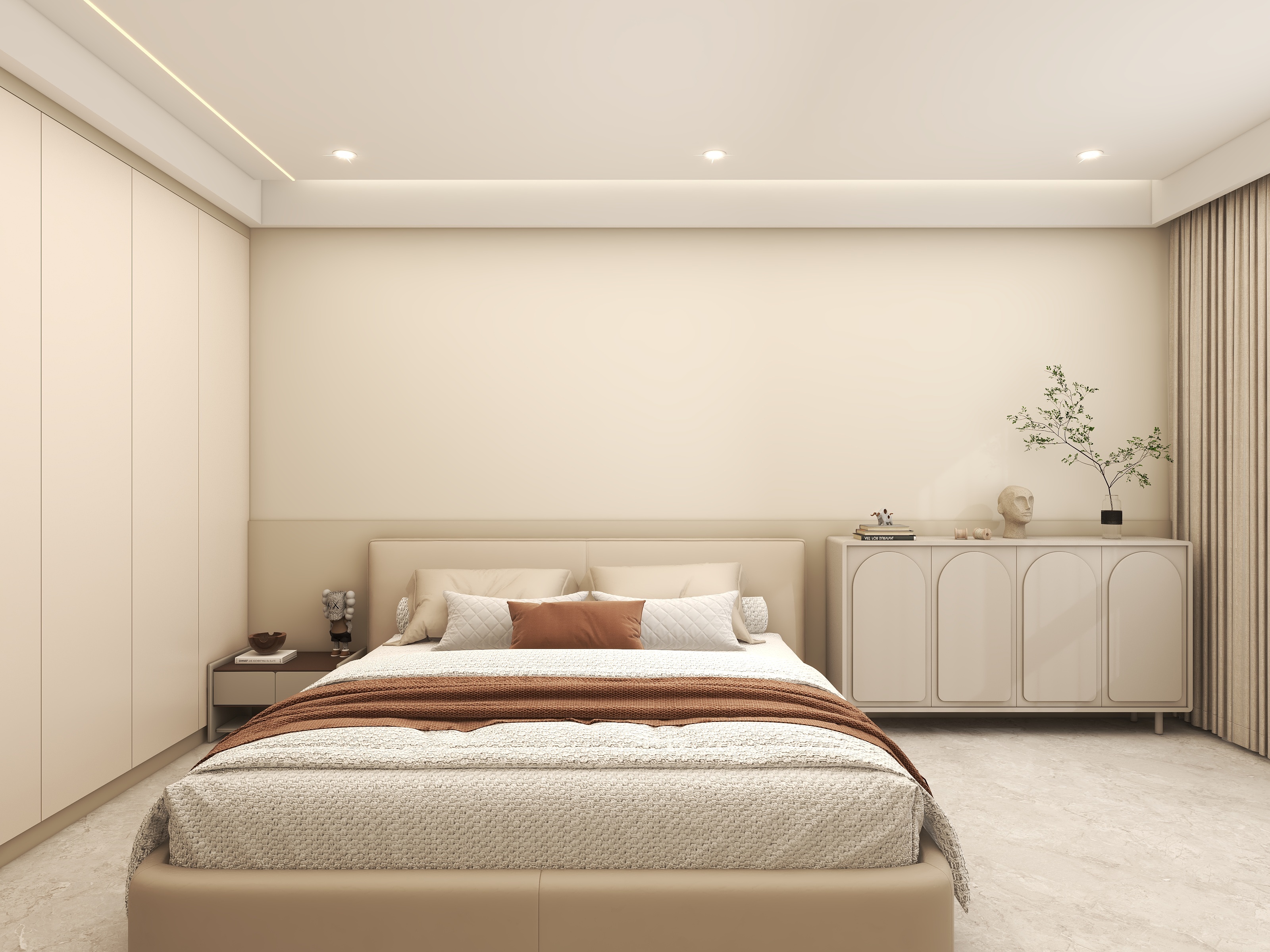 壹诺设计工作室-114㎡4室-现代简约 一层次卧装修效果图第1张