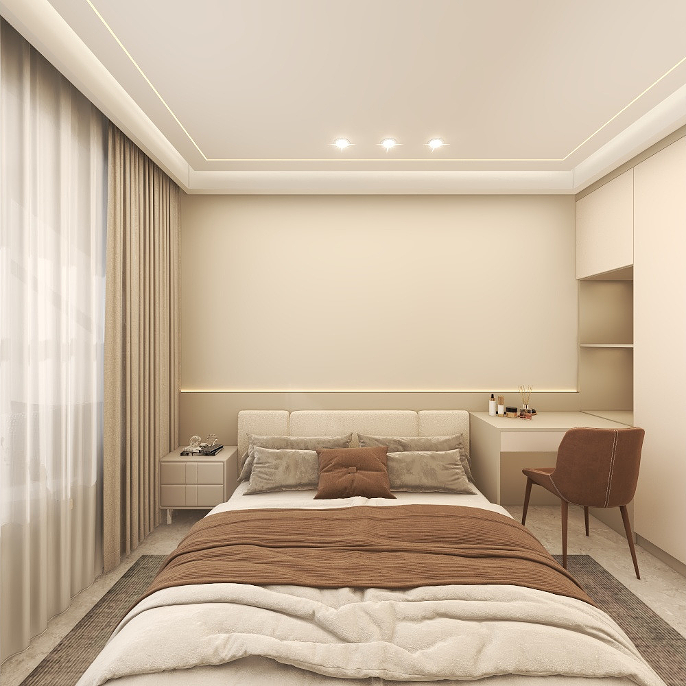 壹诺设计工作室-114㎡4室-现代简约 一层主卧装修效果图第3张