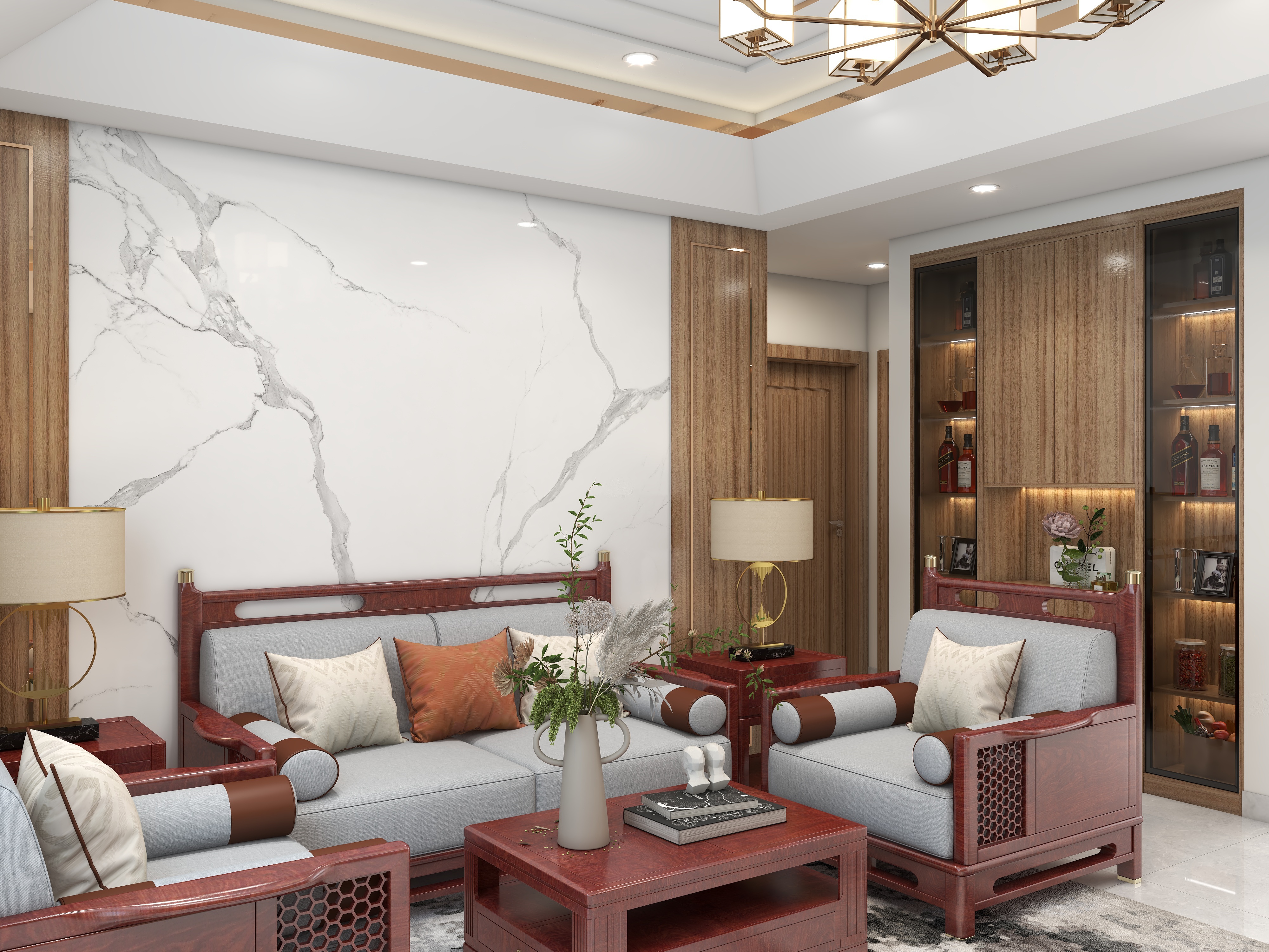 设计师楚巍-人防花园123㎡3室装修效果图