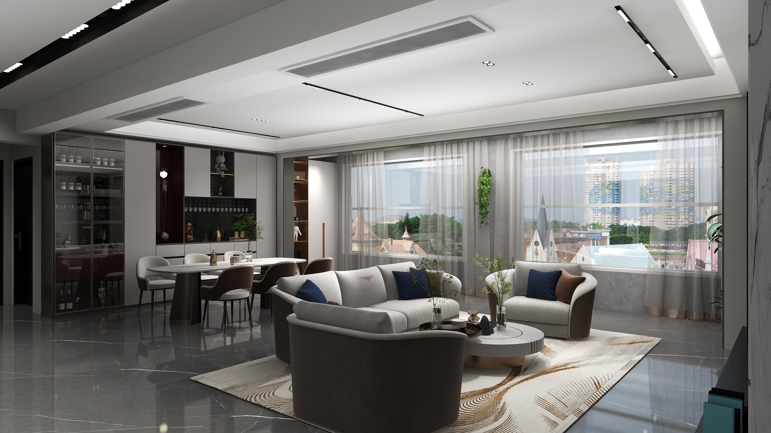 四川至上创美装饰设计工程有限公司-181㎡5室装修效果图