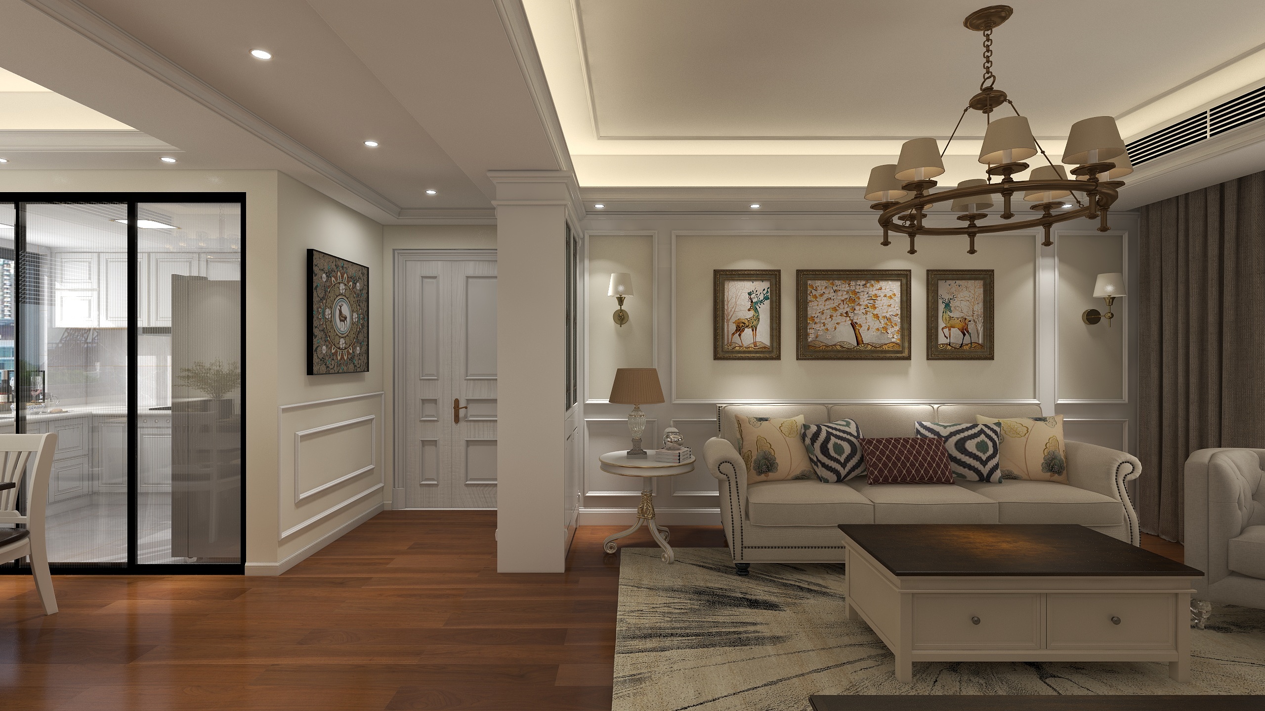 小胡设计-高河美式113㎡3室-装修设计方案