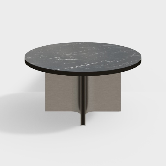 Black and white root marble round table-no round plate