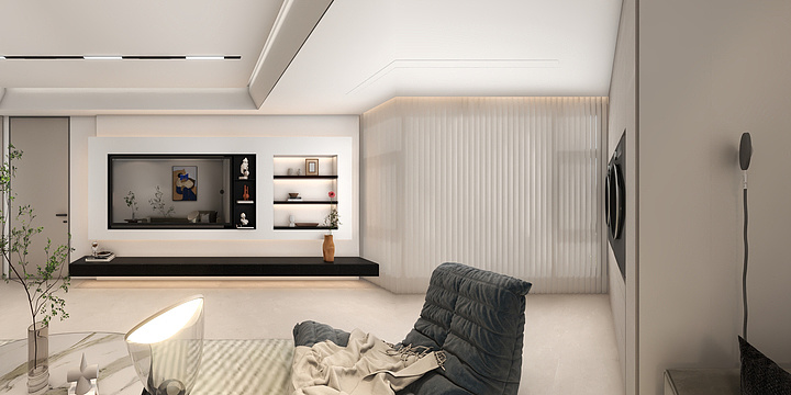 一墅一境|秦飞-华夏如院95平3室两厅两卫--主题名：颂禾-装修设计方案