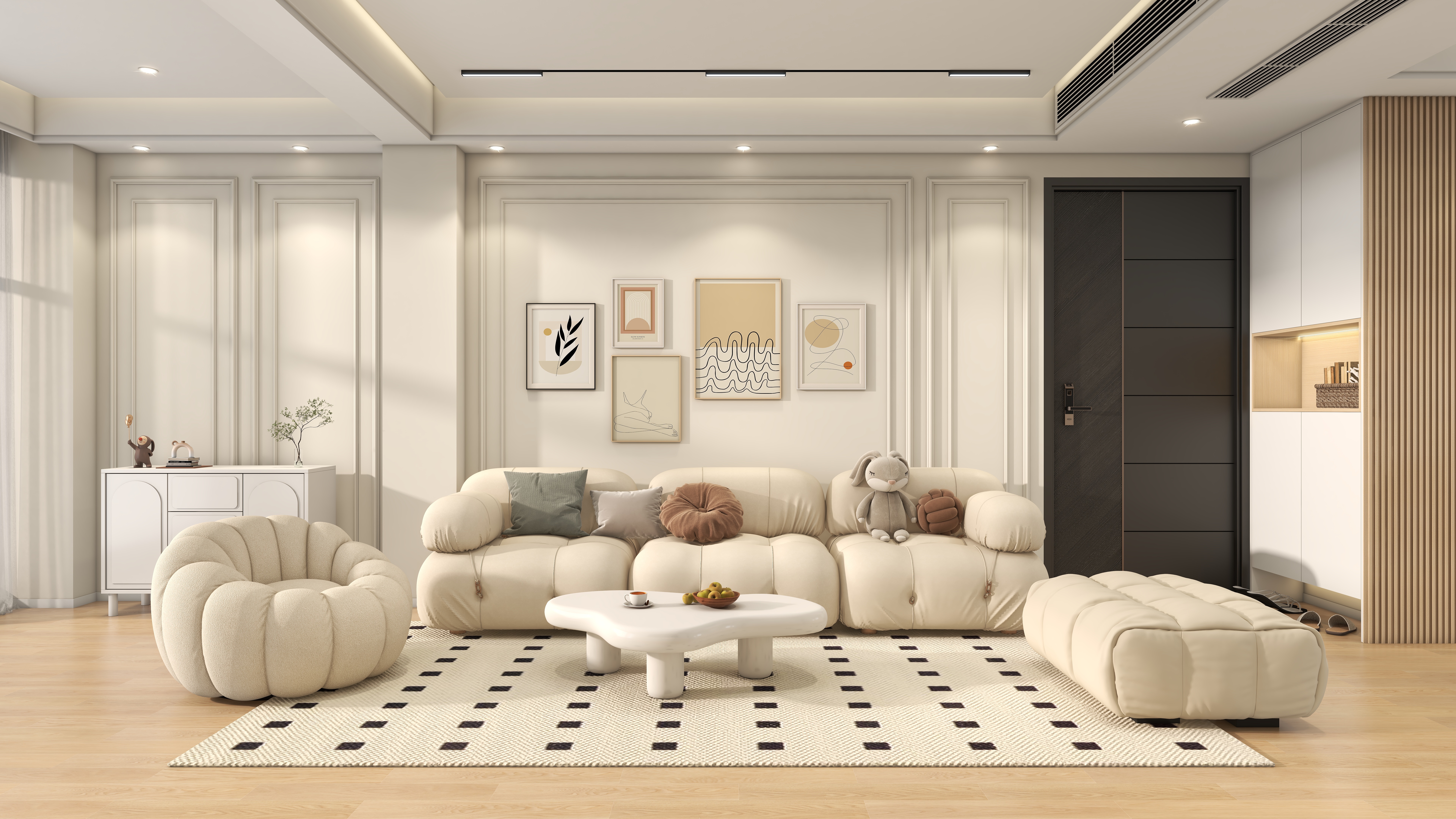 星空设计500一套-三居114㎡奶油风装修效果图