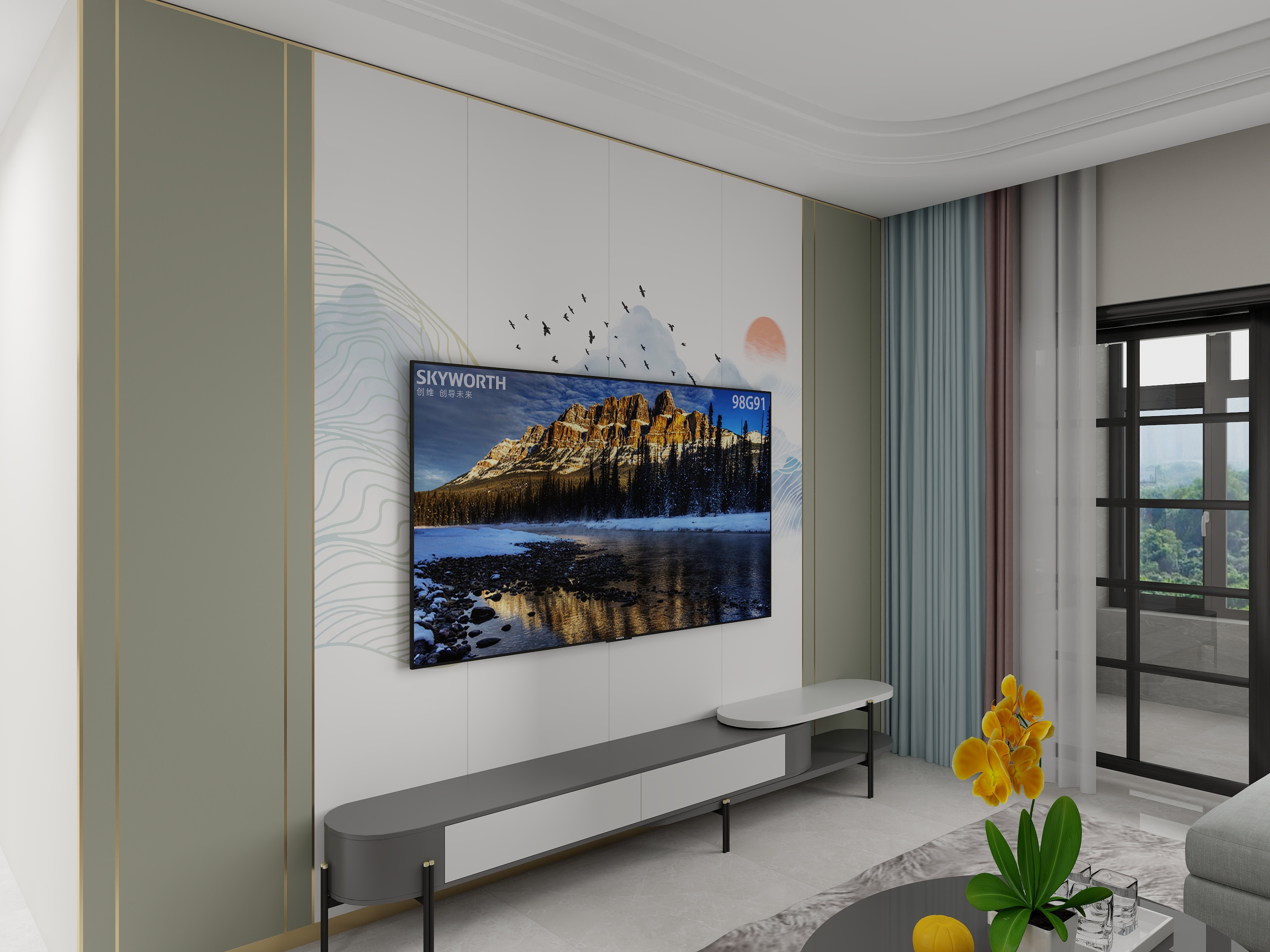 鹏真久源装饰-海德公园81㎡3室装修效果图