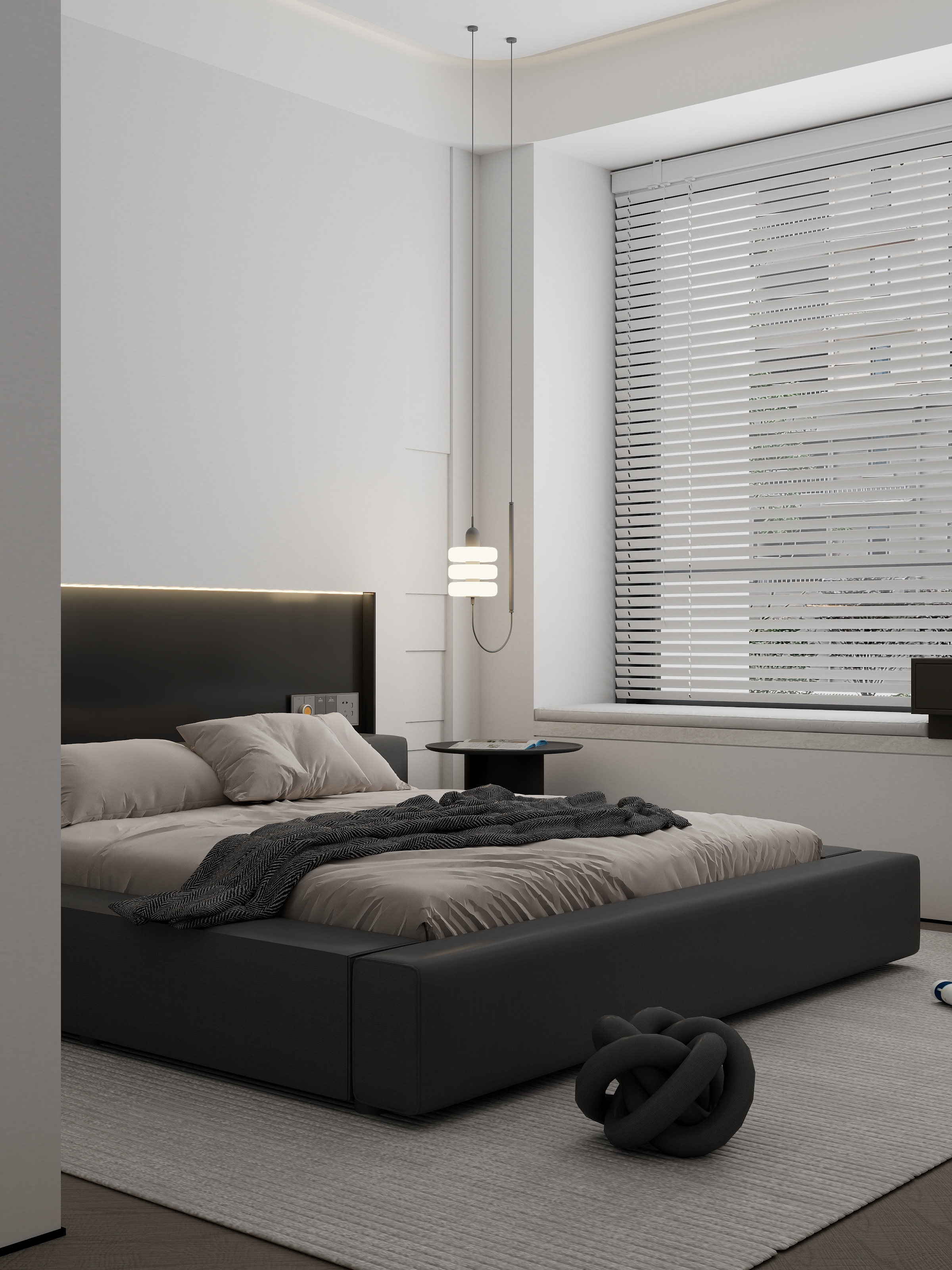 常科-《首开琅樾》极简黑白灰｜大平层高级住宅一层次卧装修效果图第2张