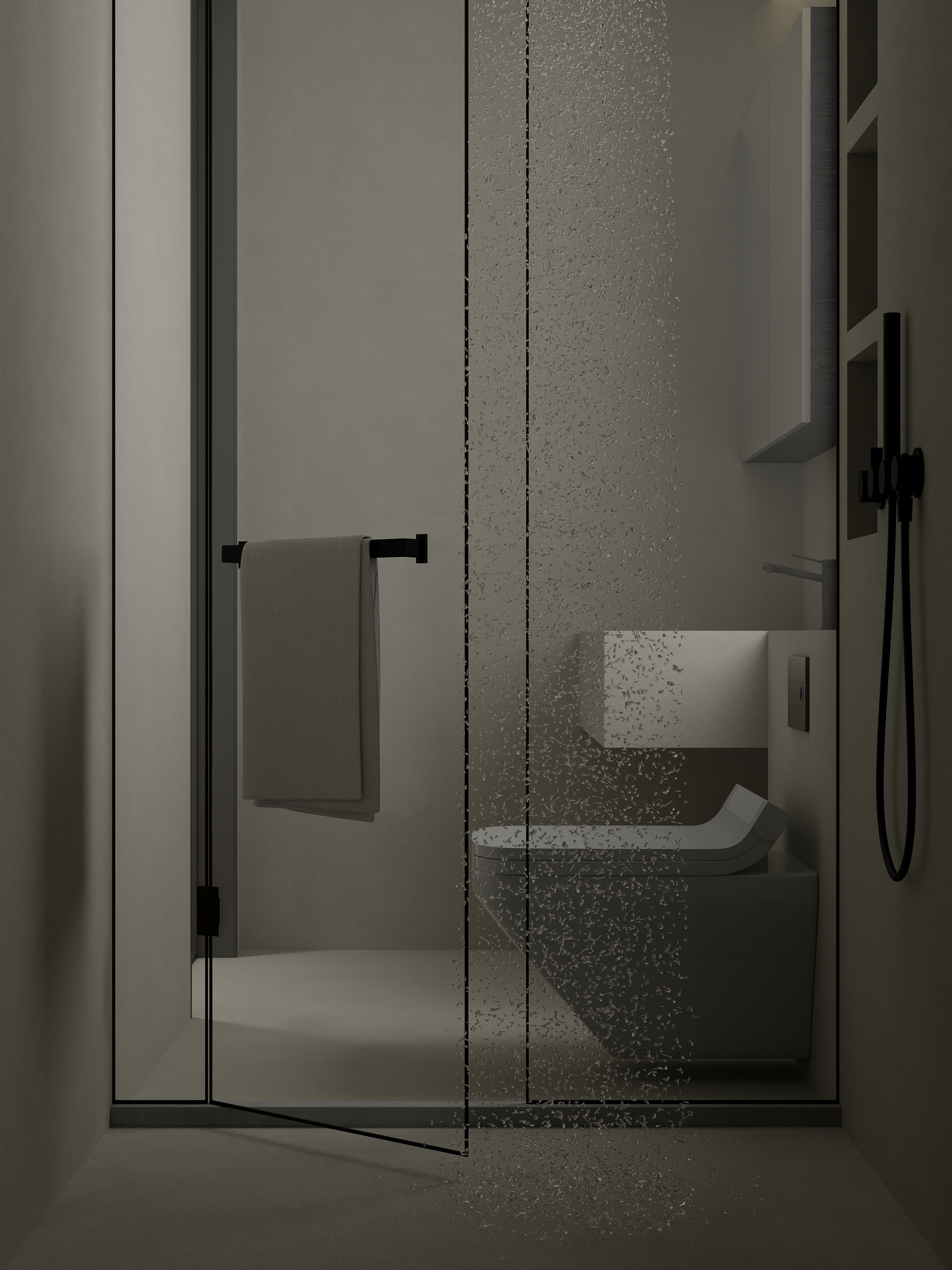 常科-《首开琅樾》极简黑白灰｜大平层高级住宅一层主卫装修效果图第3张