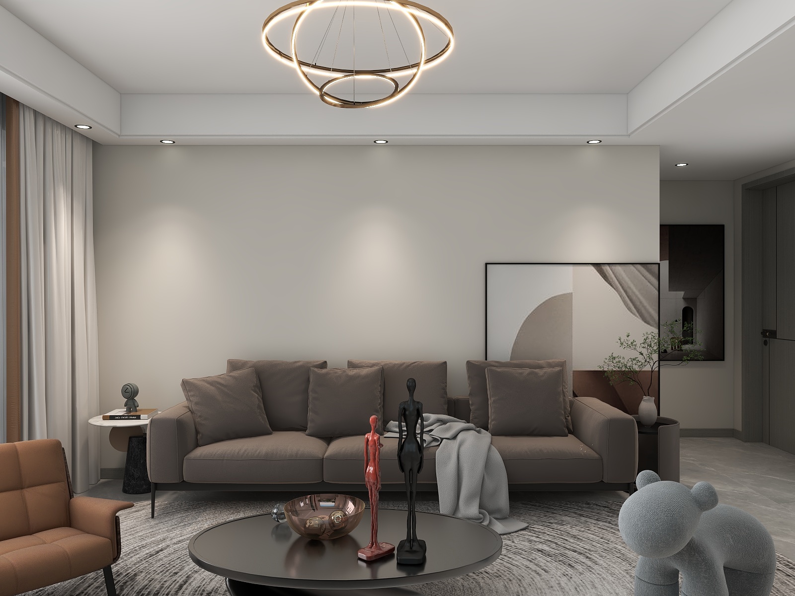 李青越-100方现代简约风格三居室装修效果图