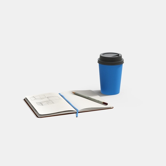 modern notepad notebook pencil coffee