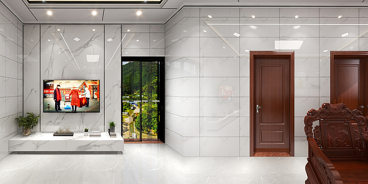 尚豪装饰设计-客厅全吊蜂窝板穿黑天花+发光龙骨2023.4.11-装修设计方案