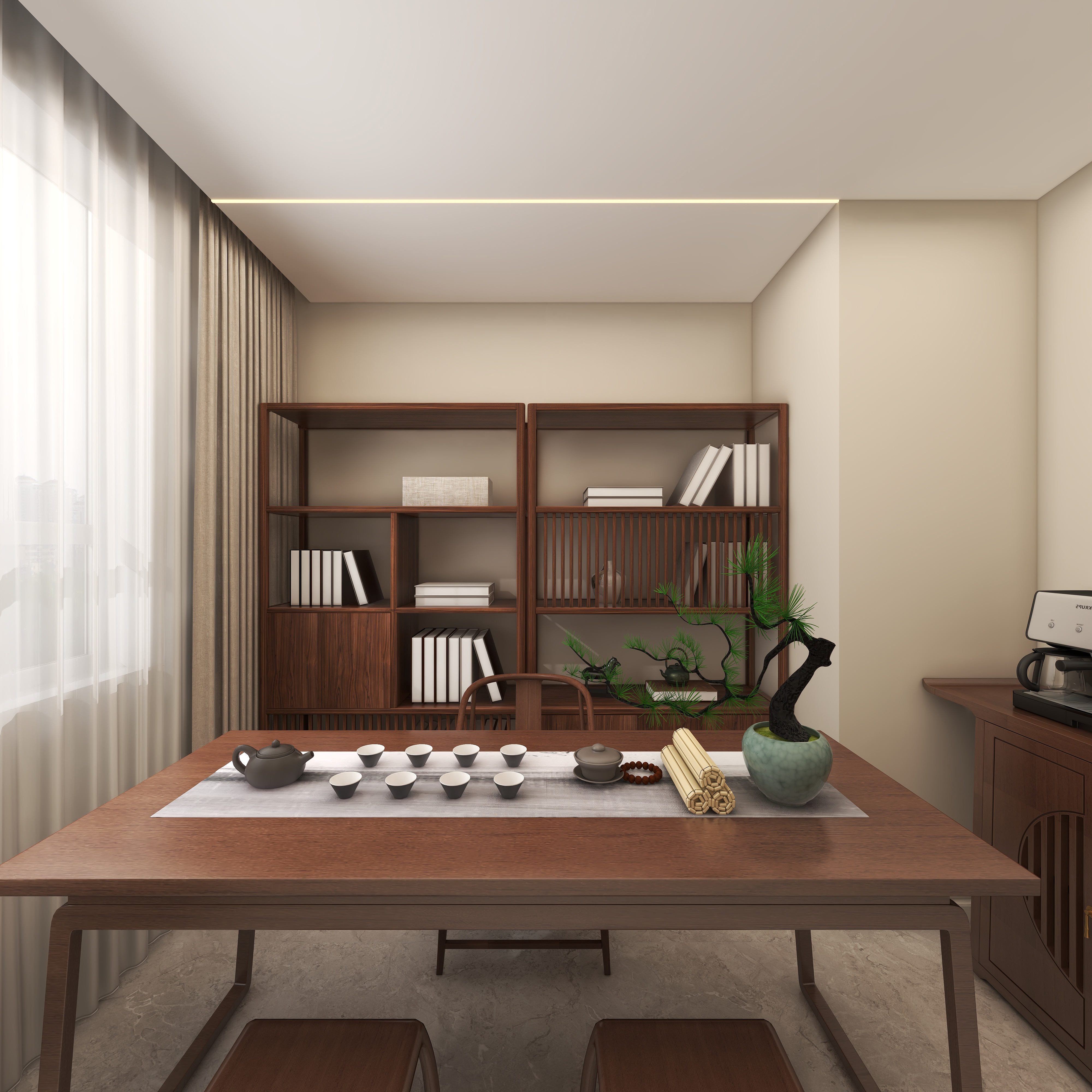 壹诺设计工作室-114㎡4室-现代简约 一层书房装修效果图第3张