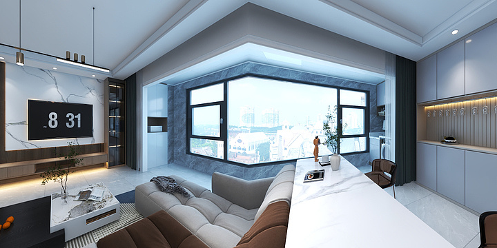 张琪-绿地04户型-墙板电视墙-装修设计方案