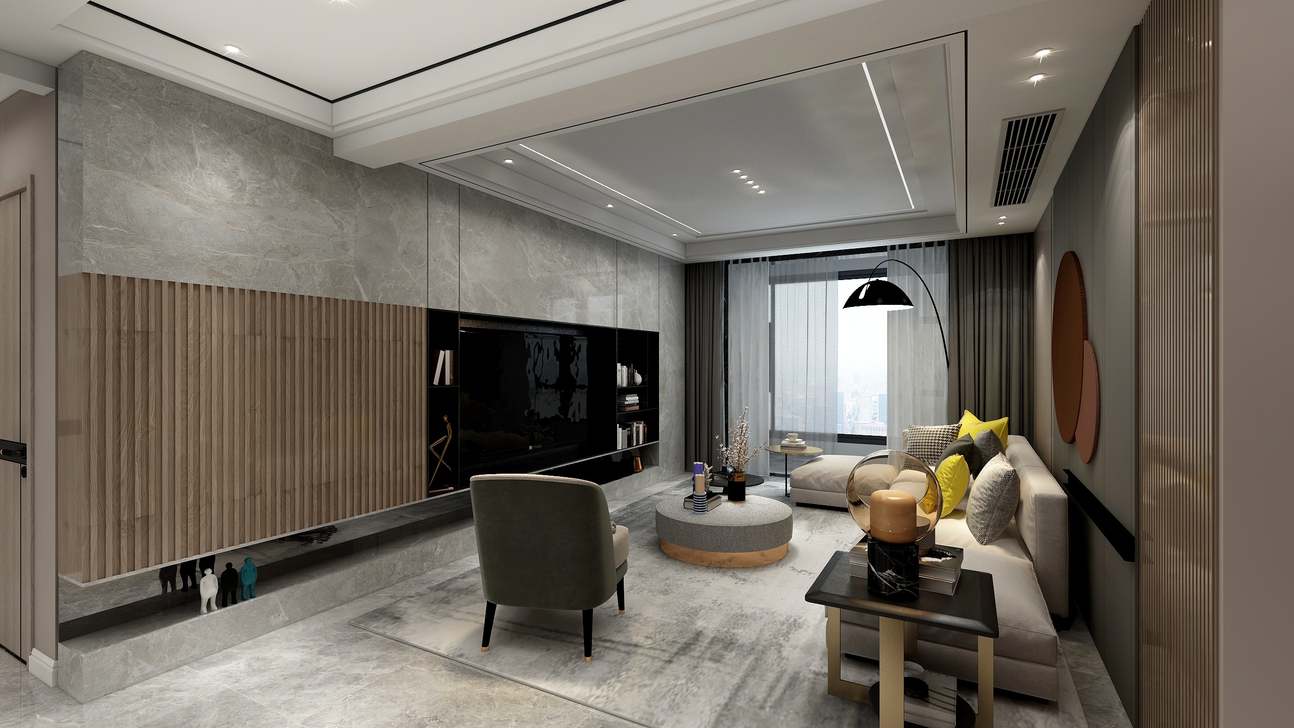 创作者张羽-星河湾135m²-现代黑白灰《三室》-装修设计方案