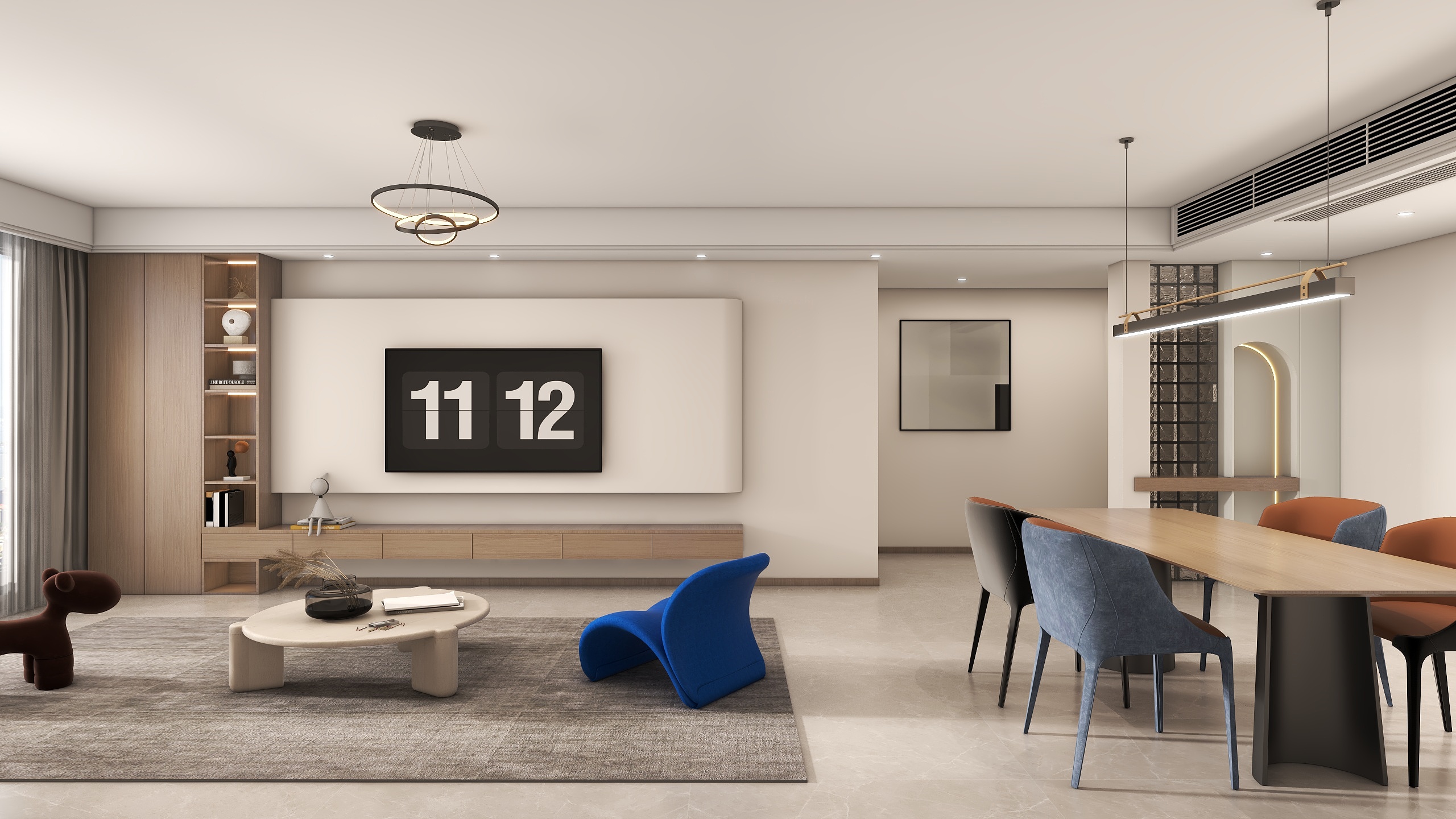 建振装饰-奶油风客厅玄关-装修设计方案