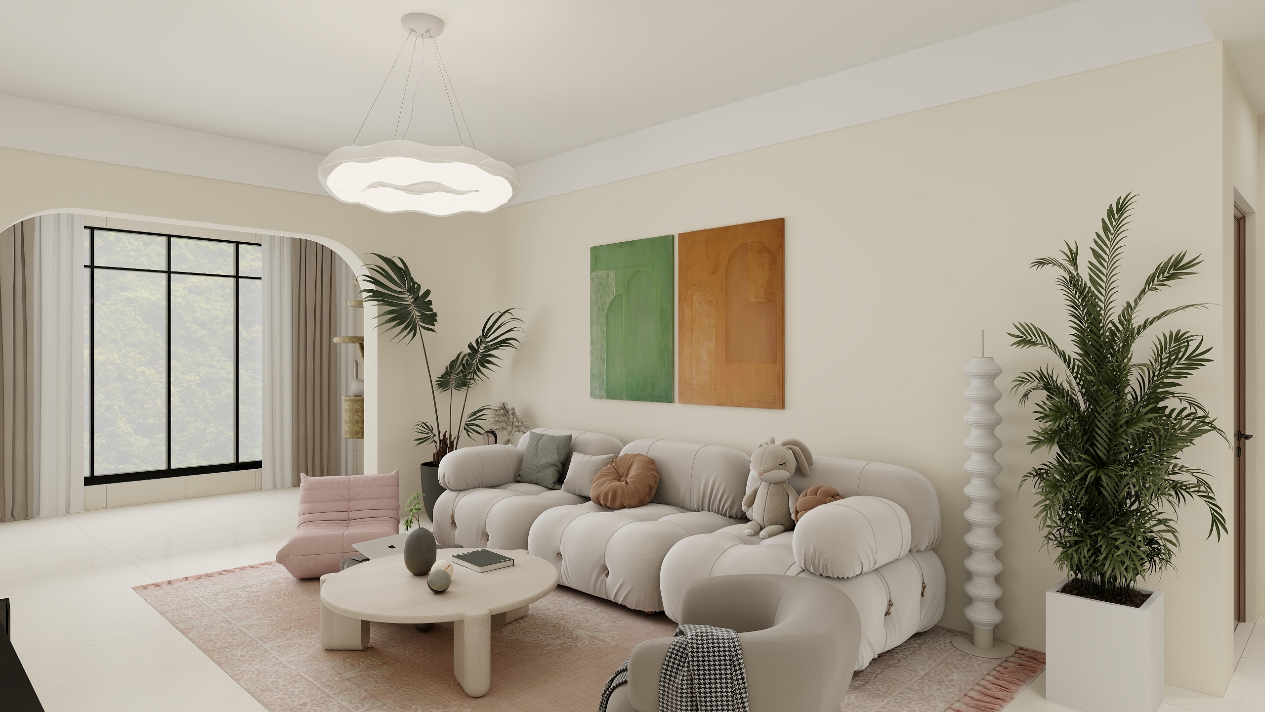 阿鑫空间设计-3室110平方奶油风-装修设计方案