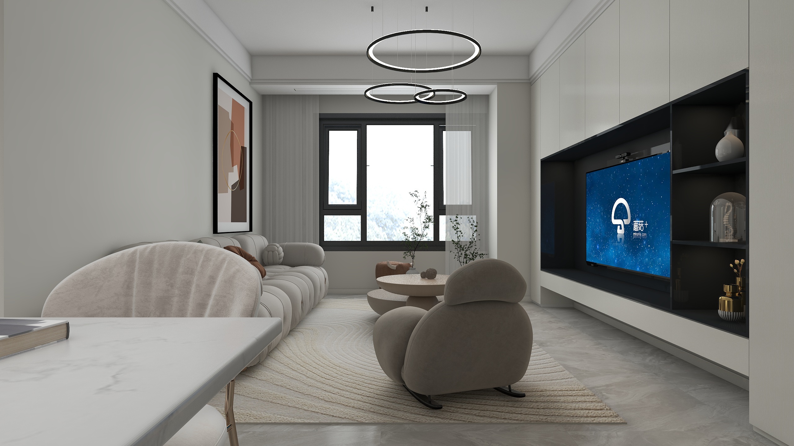 四川新一-白桦林溪90m²三室奶油风-装修设计方案