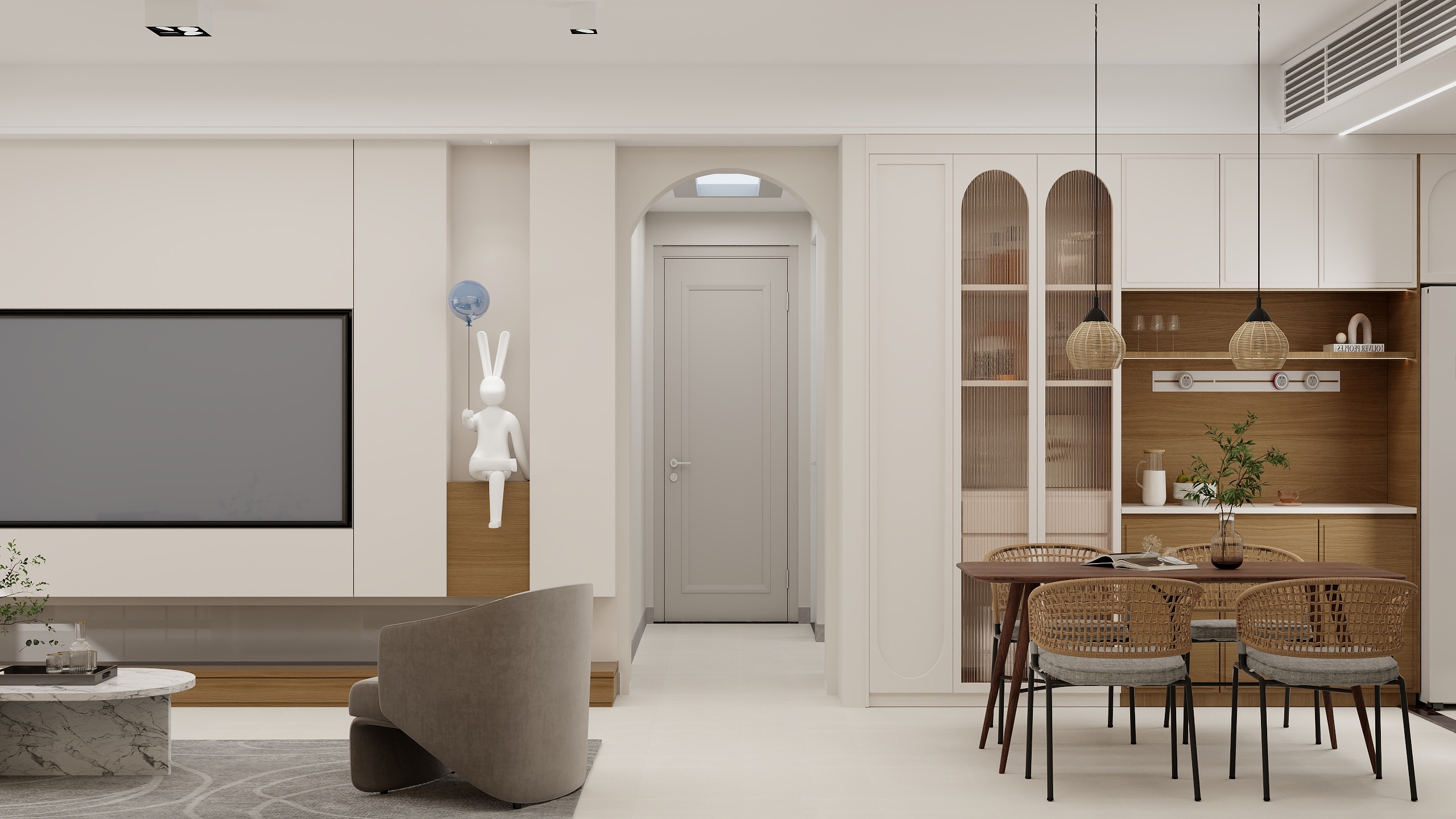 唐山设计师岳镇岭-新城117平米-奶油自然风装修效果图