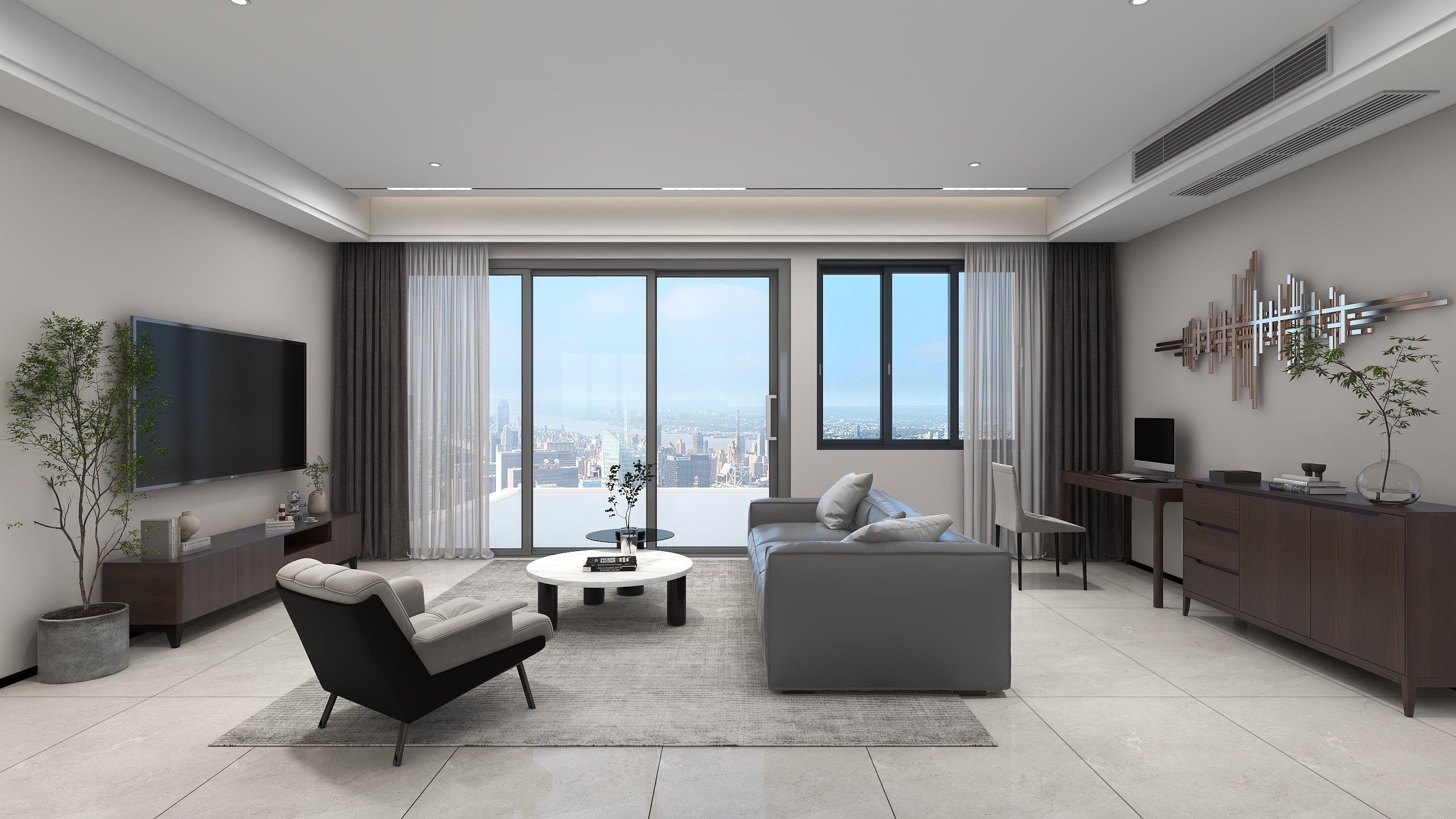 奥迪托里-112m²现代简约风客厅-装修设计方案