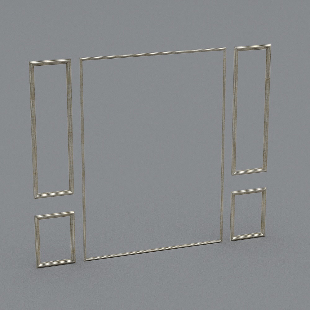 法式小孩房背景墙线条3D模型