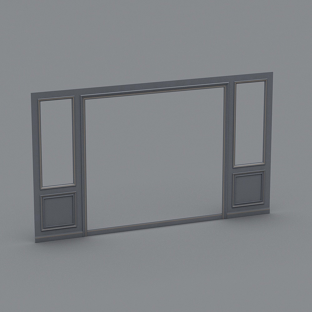 绿途—轻奢深灰色实木背景墙3D模型