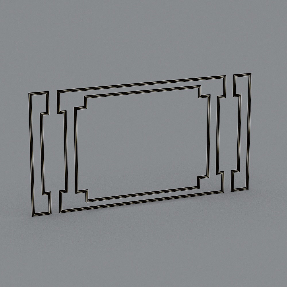 绿途—新中式实木背景墙3D模型