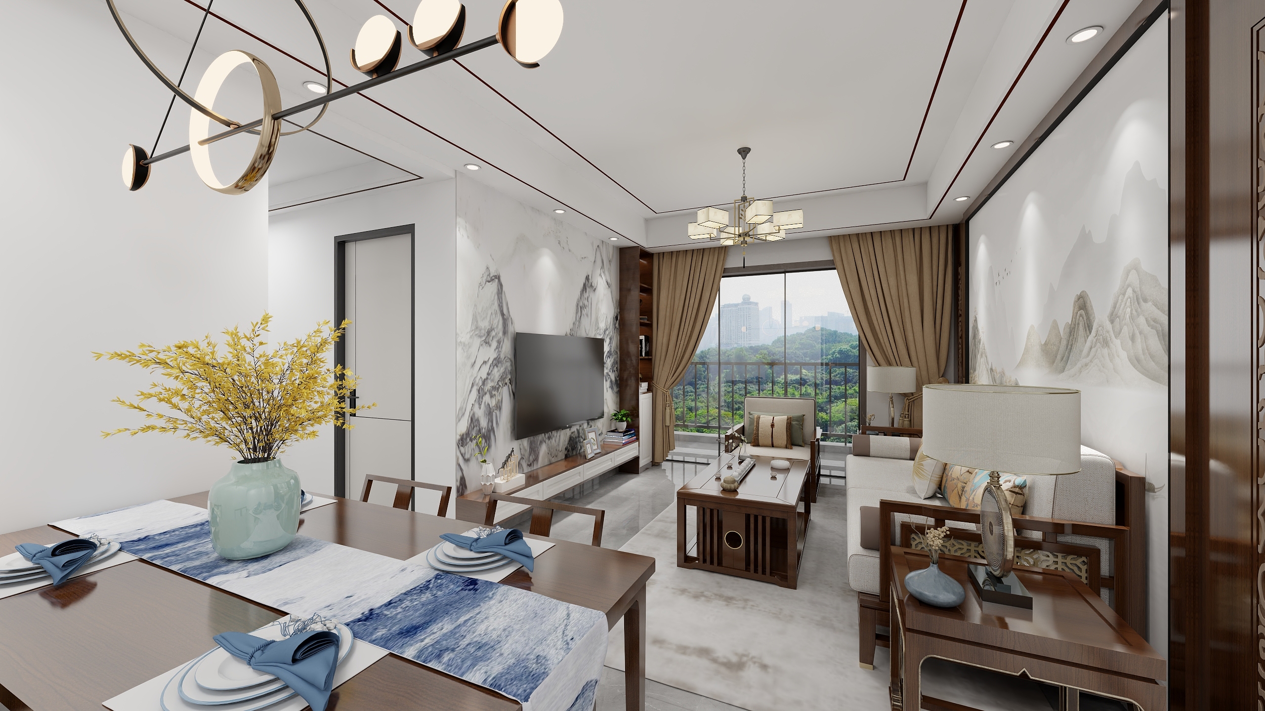 设计师阿燕-86平三居室新中式融创臻园二期吴总雅居-装修设计方案