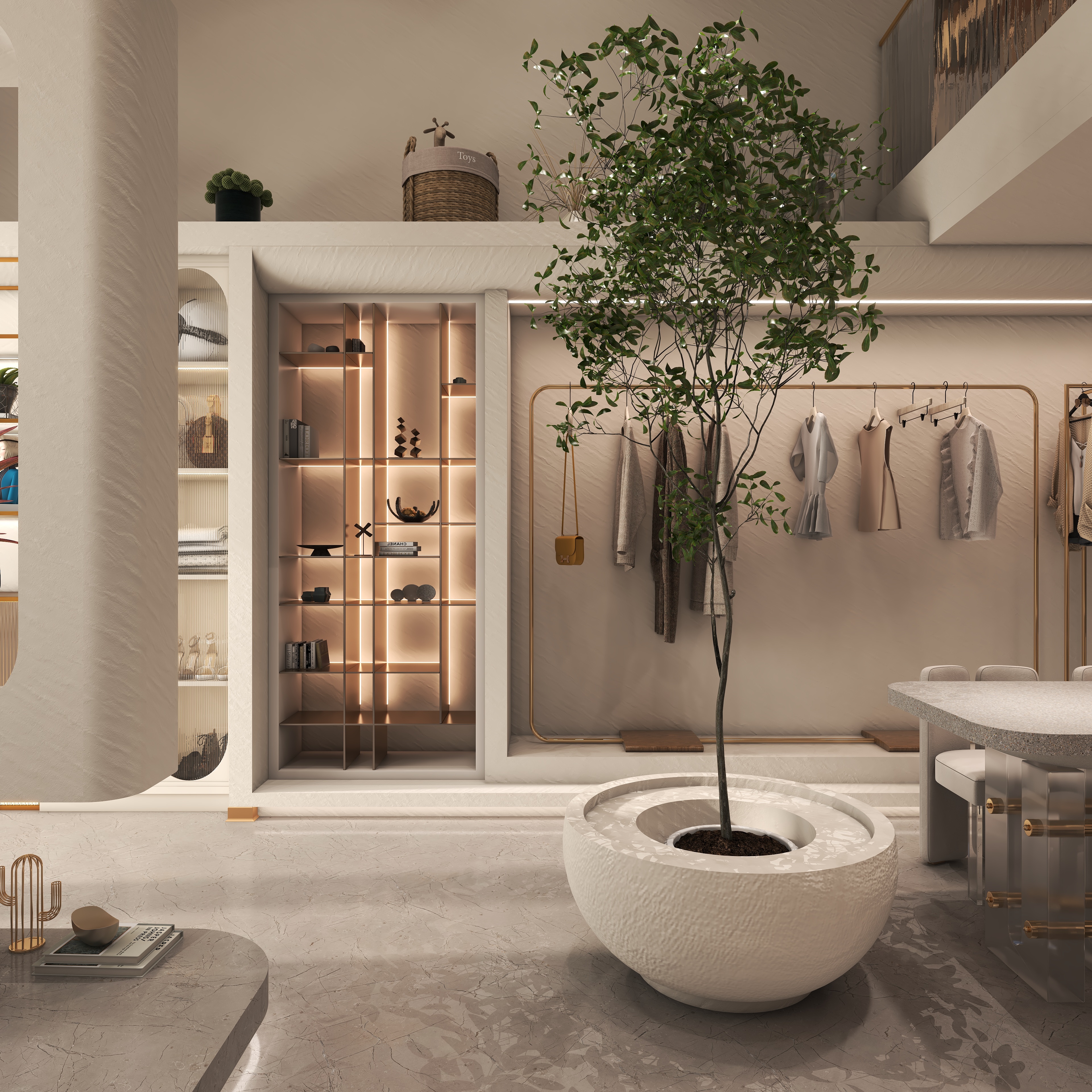 邹偕毓-吾悦服装店 - 清新奶油风装修效果图