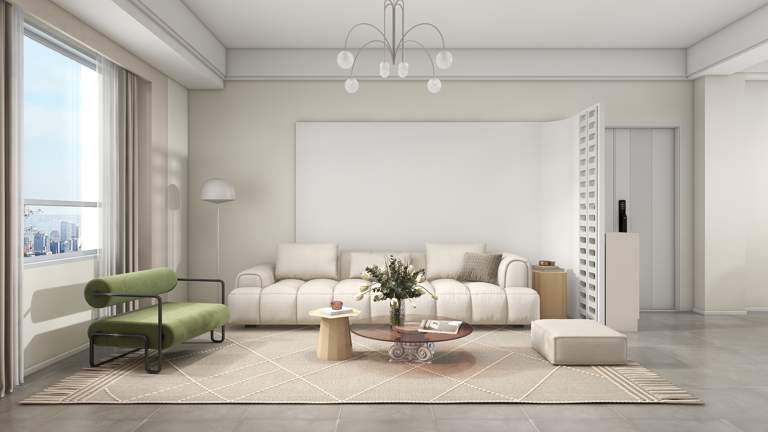 徐晨-[小城]-现代奶油二居室75㎡-装修设计方案