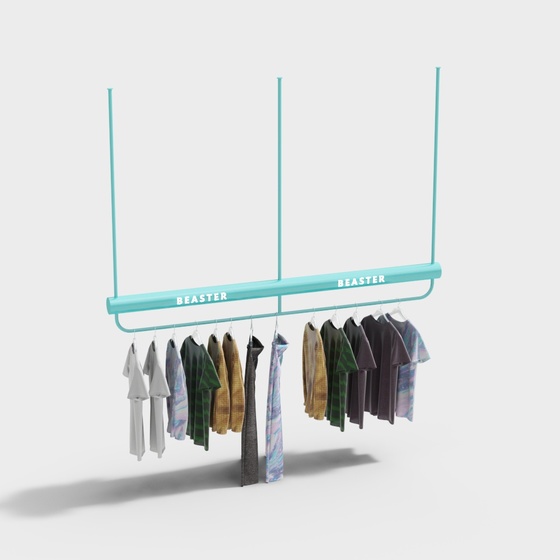 Modern clothing store hanging clothes rail