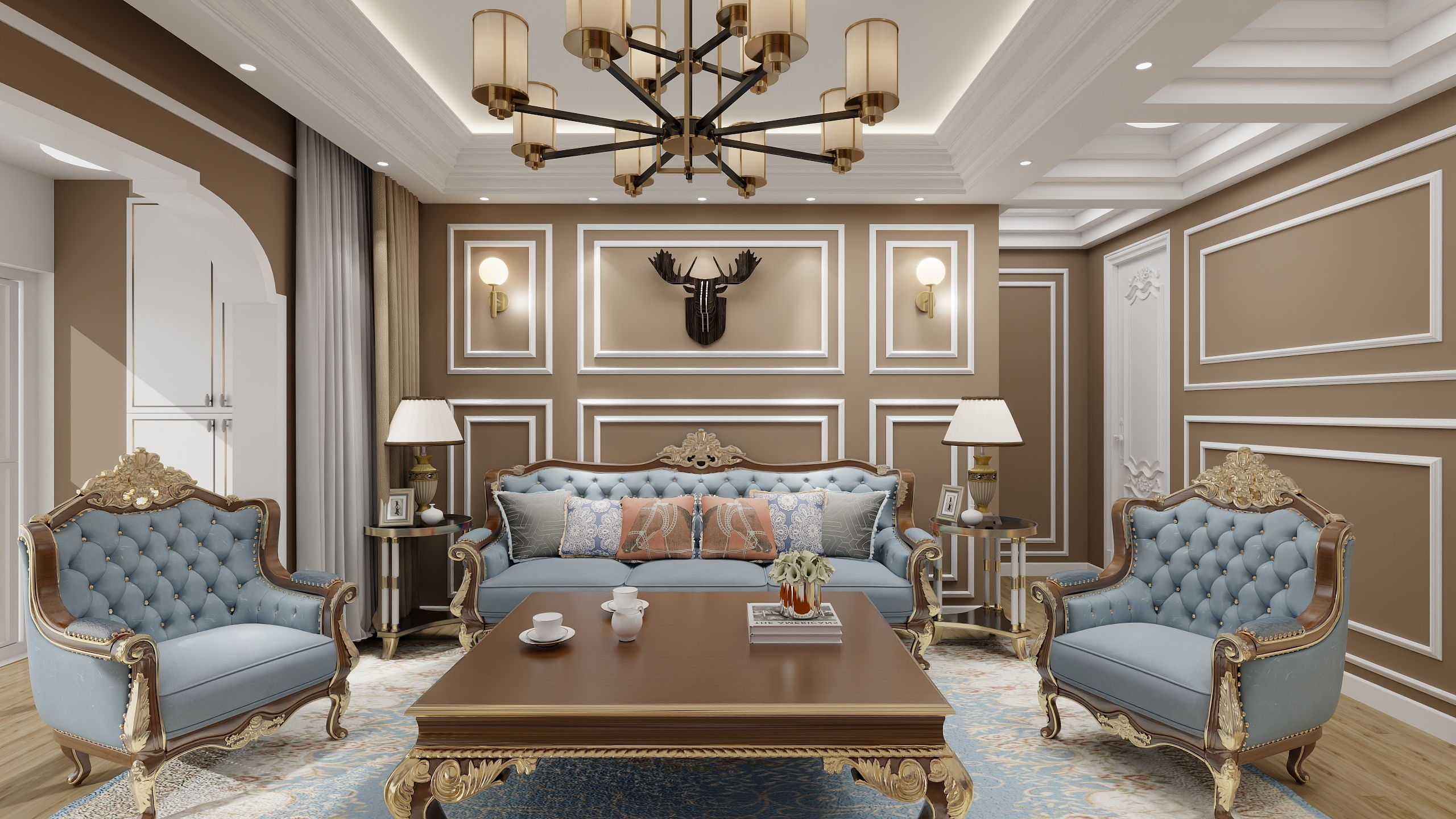 MichaelHoop-125㎡3室美式原木风装修效果图