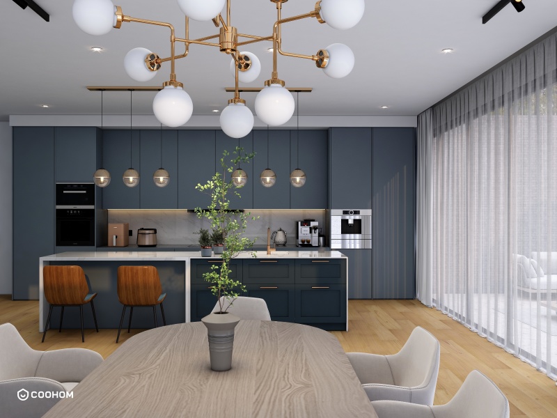 Modern Blue Dining Room with Elegant Decor
