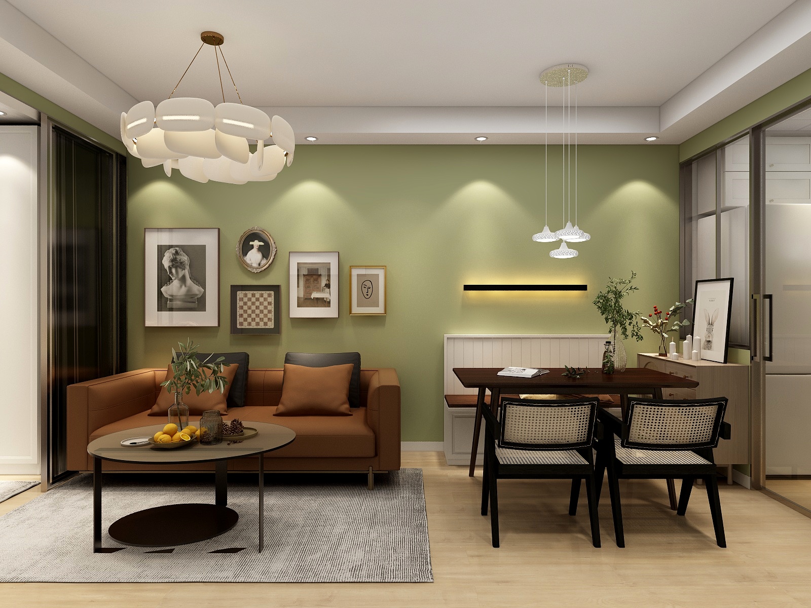 720全景效果图库-美式64平2房装修效果图