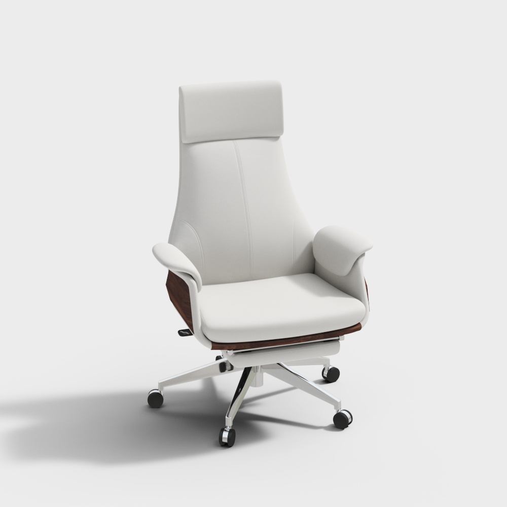 Reclining Leather Office Desk Chair High Back Adjustable Swivel White Executive Chair