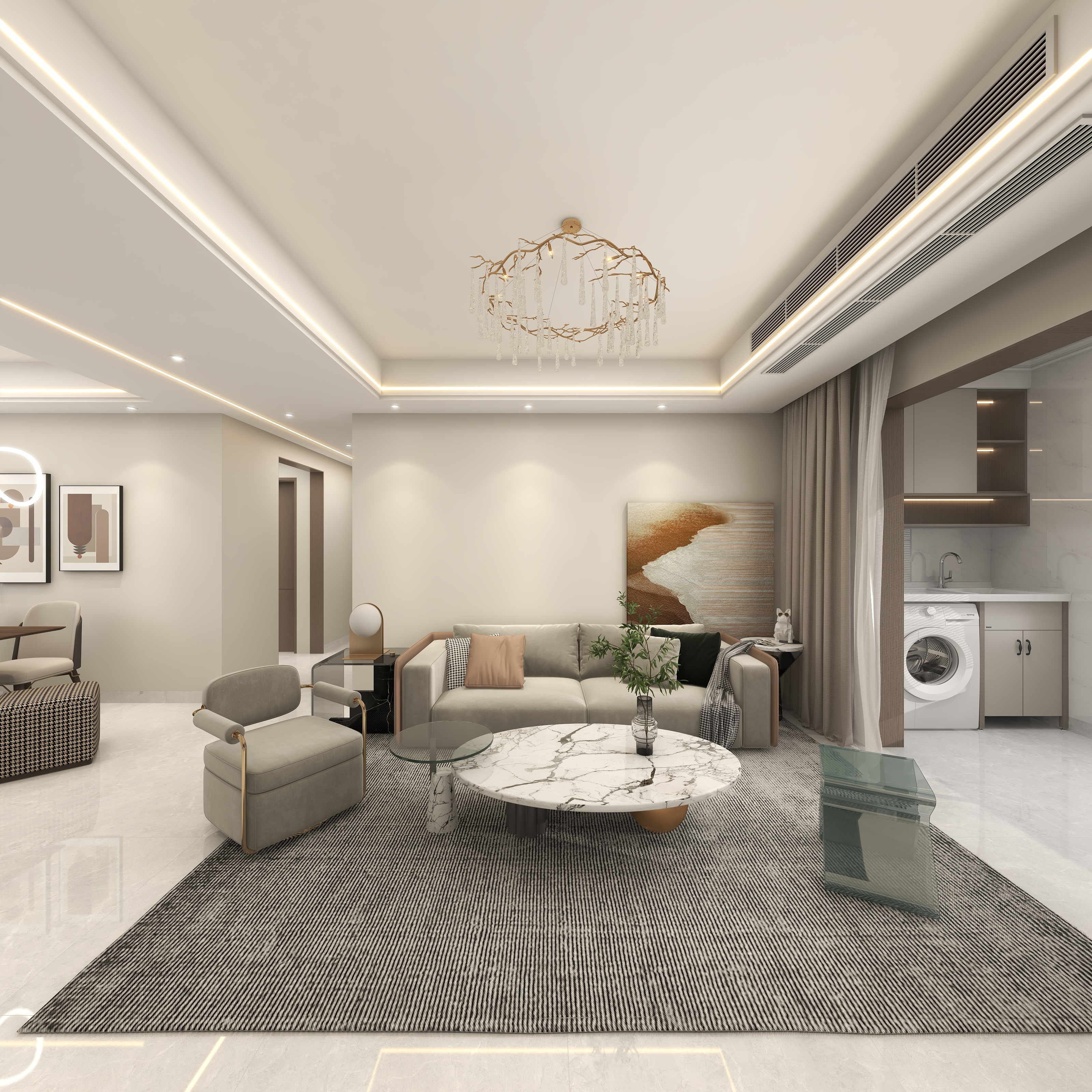 李青越-110平现代简约四居室装修效果图