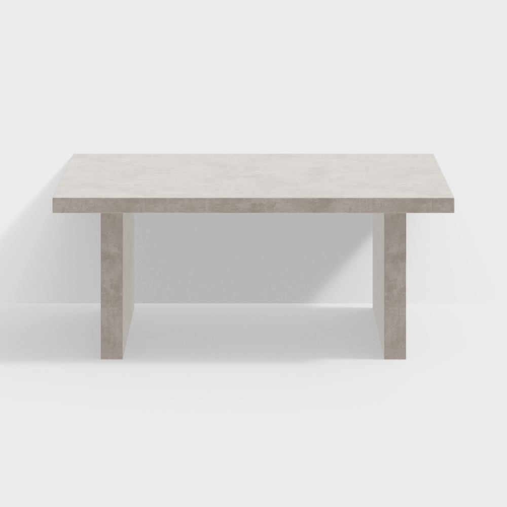 Upoak 71" Farmhouse Concrete Gray Wooden Dining Table for 6 Person Double Pedestal