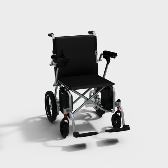 Electric Wheelchair 3D Model in Black