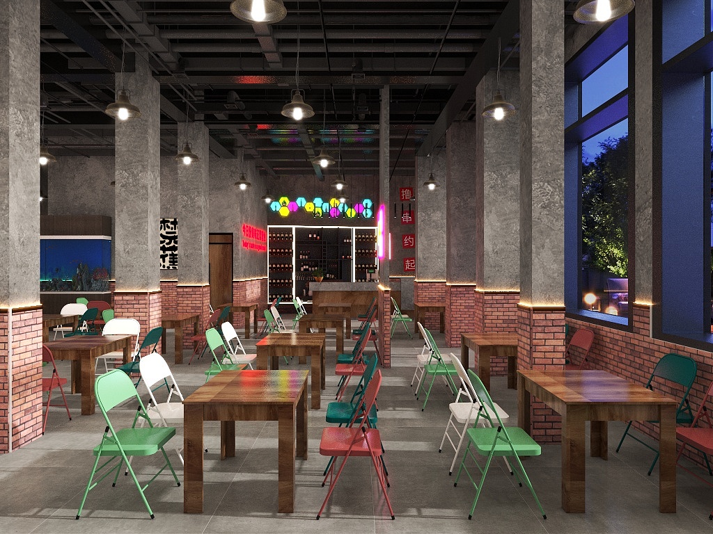 艺术点缀人生丶-工业风烧烤店-装修设计方案