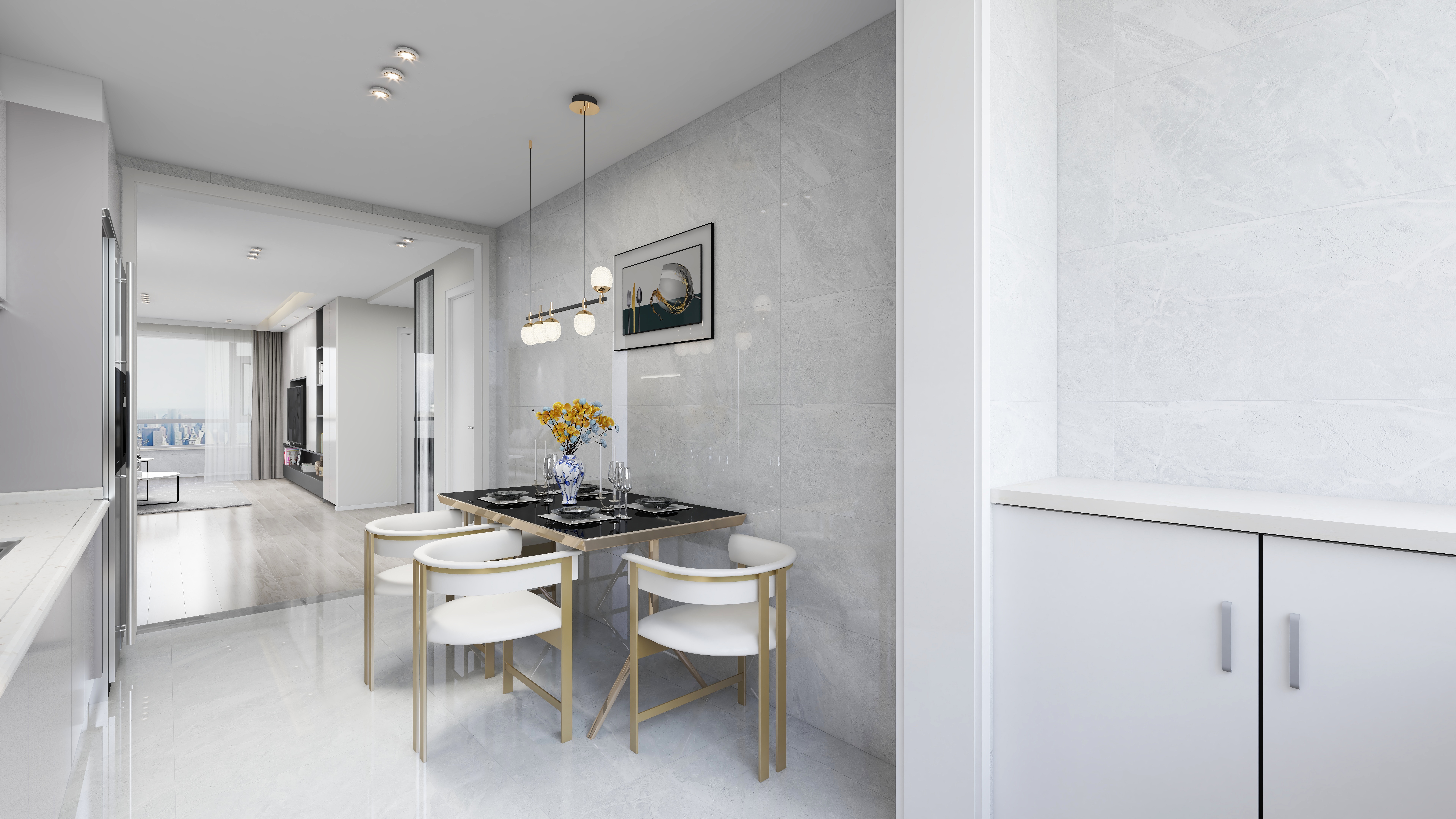 王sheji-两室一厅90平现代简约装修效果图