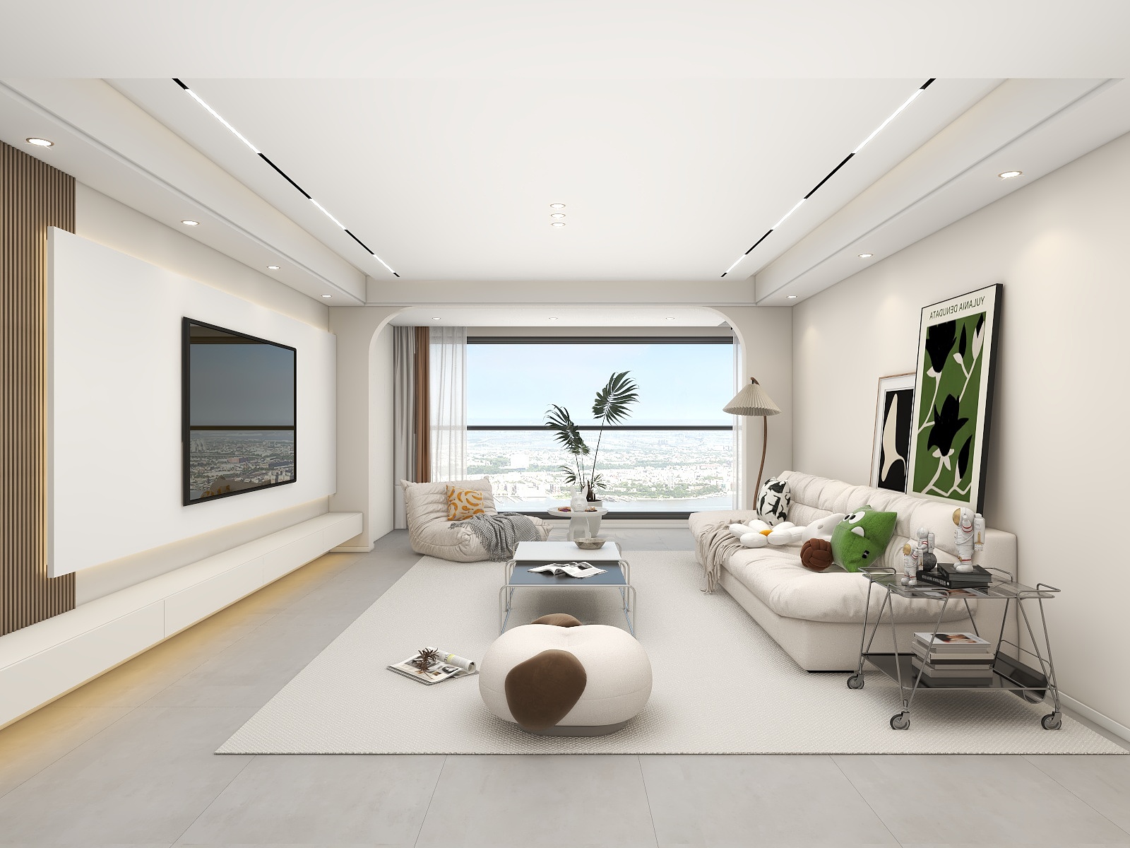 吴爽-无主灯奶油风格四室设计装修效果图