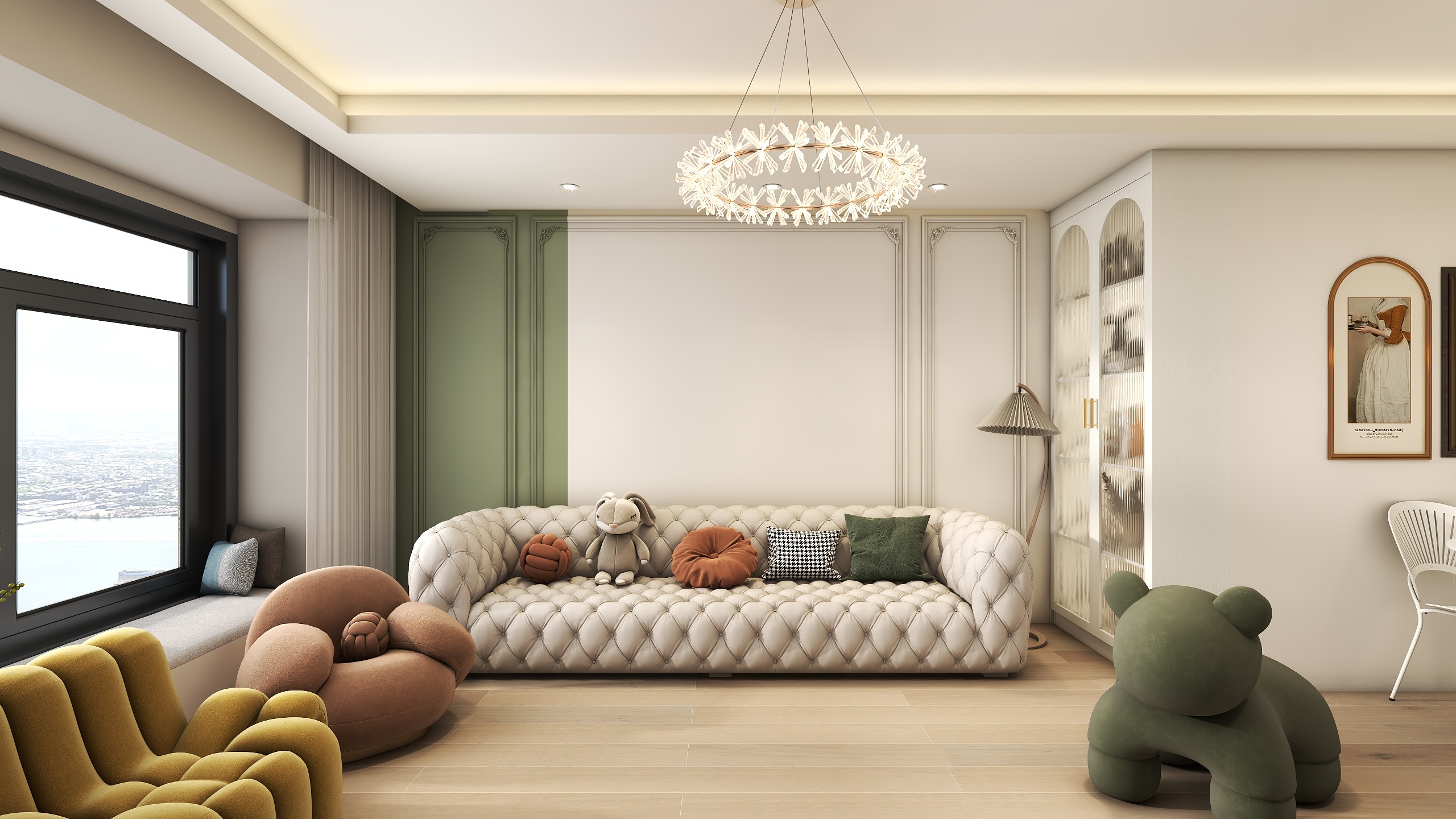 星空设计500-三居89㎡轻法式混搭风装修效果图