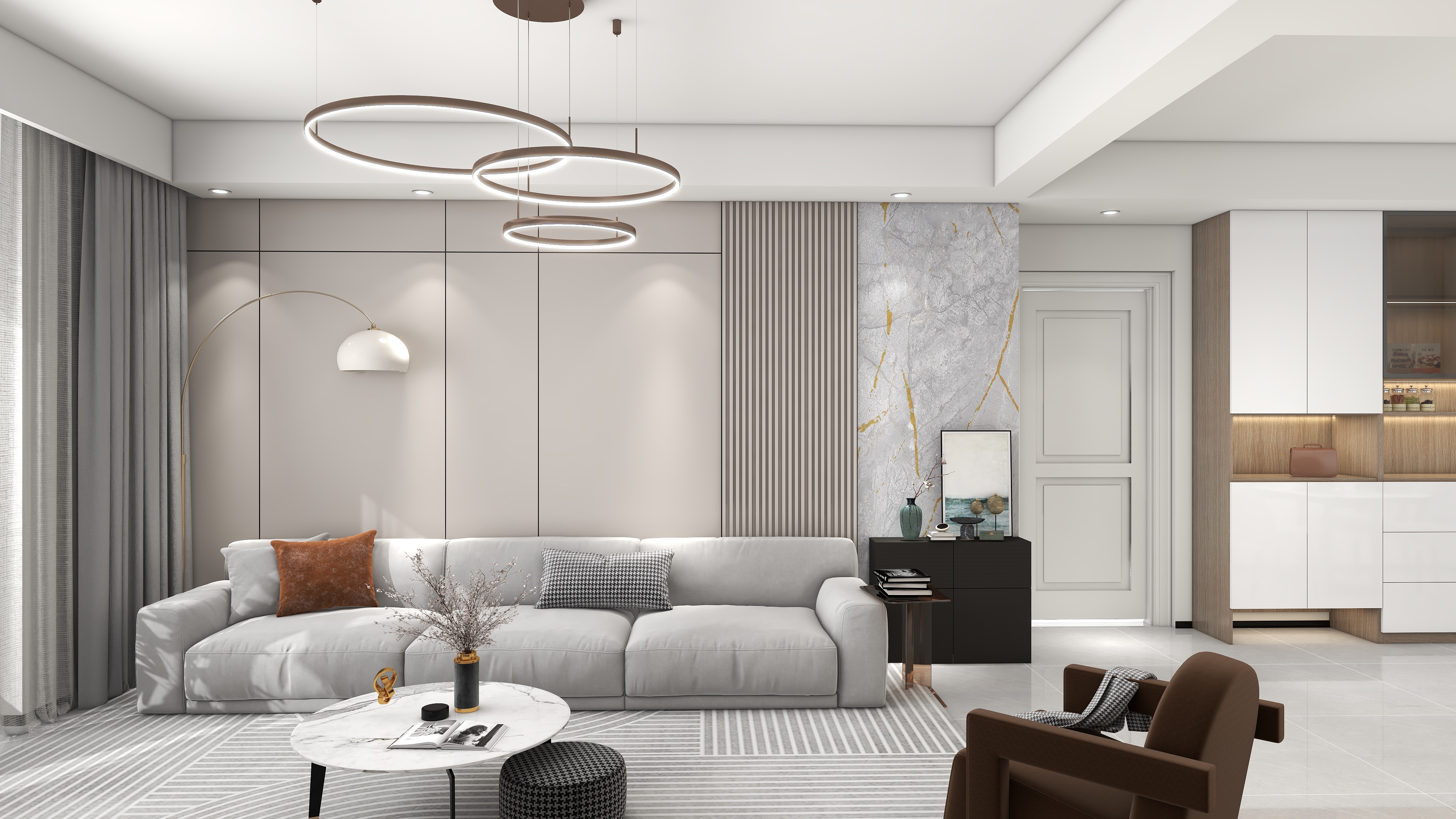 设计师言色-92㎡ 低预算隐形门 现代2室装修效果图