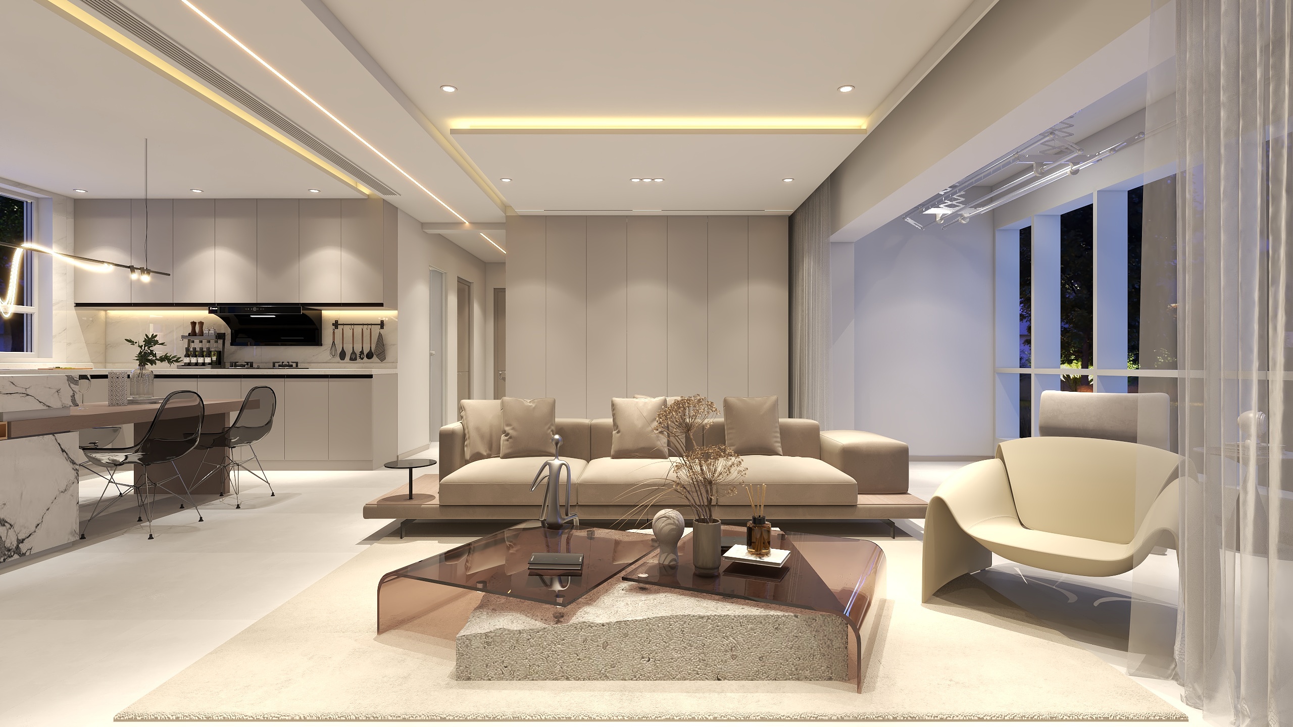 柳渡-135㎡后现代极简-椐鸢装修效果图