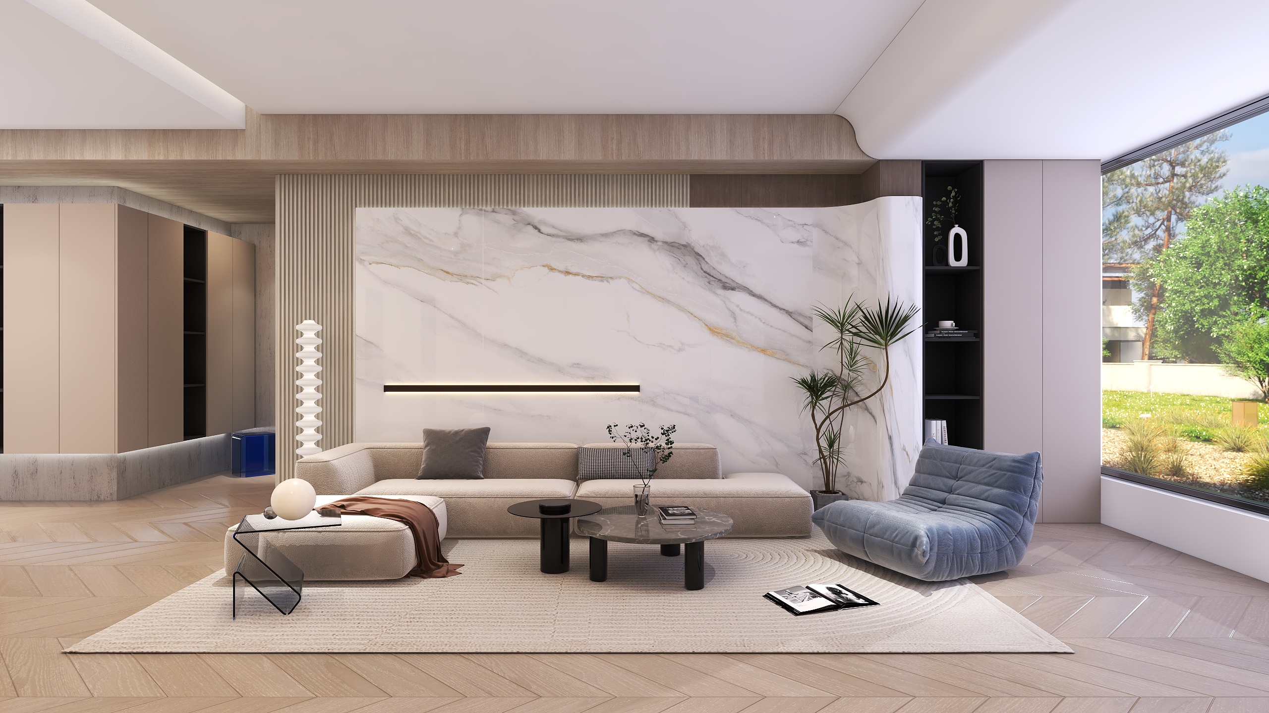 行云--现代简约145㎡3室装修效果图