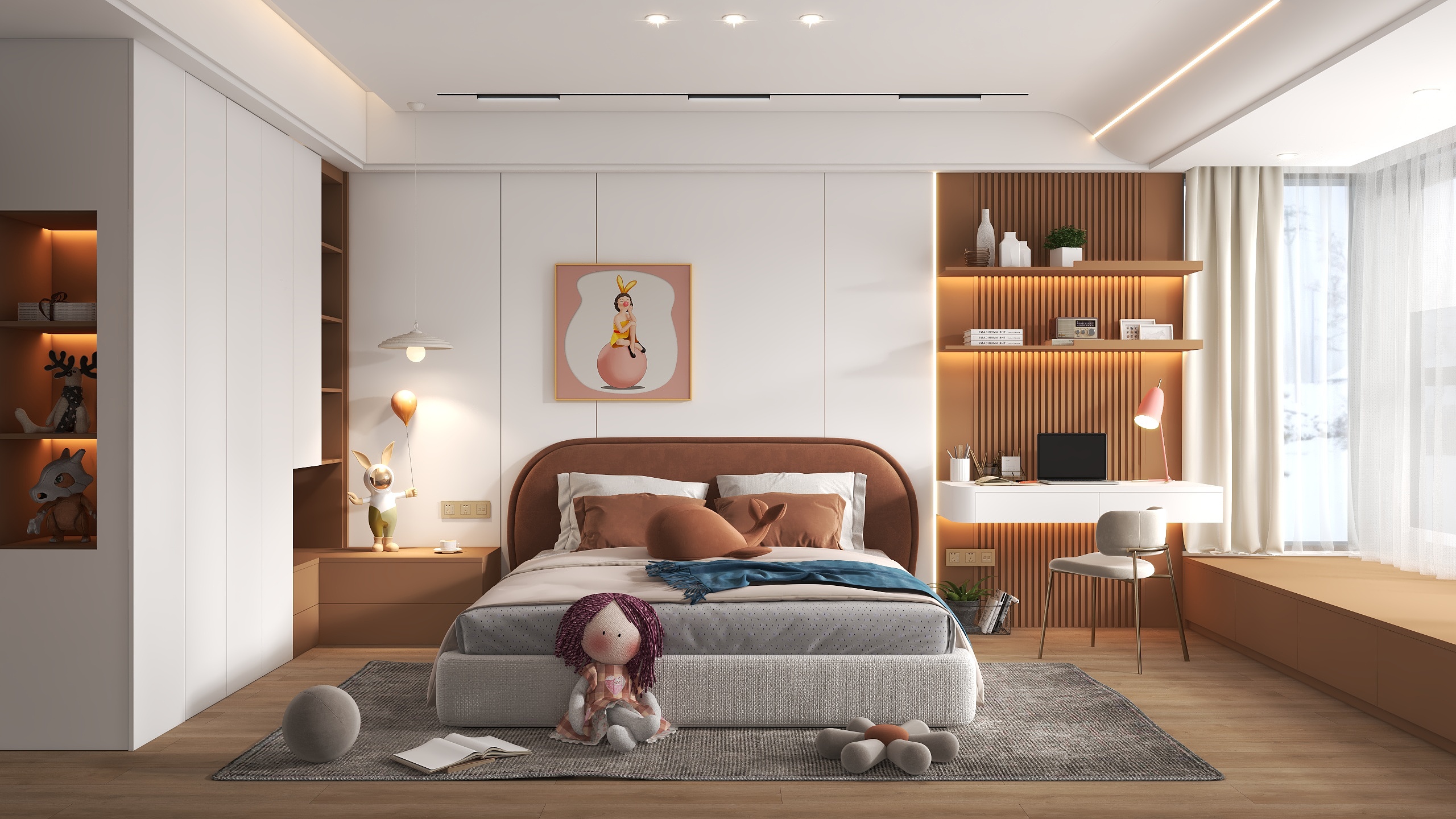 全案设计师胡一-橙色系儿童房-装修设计方案