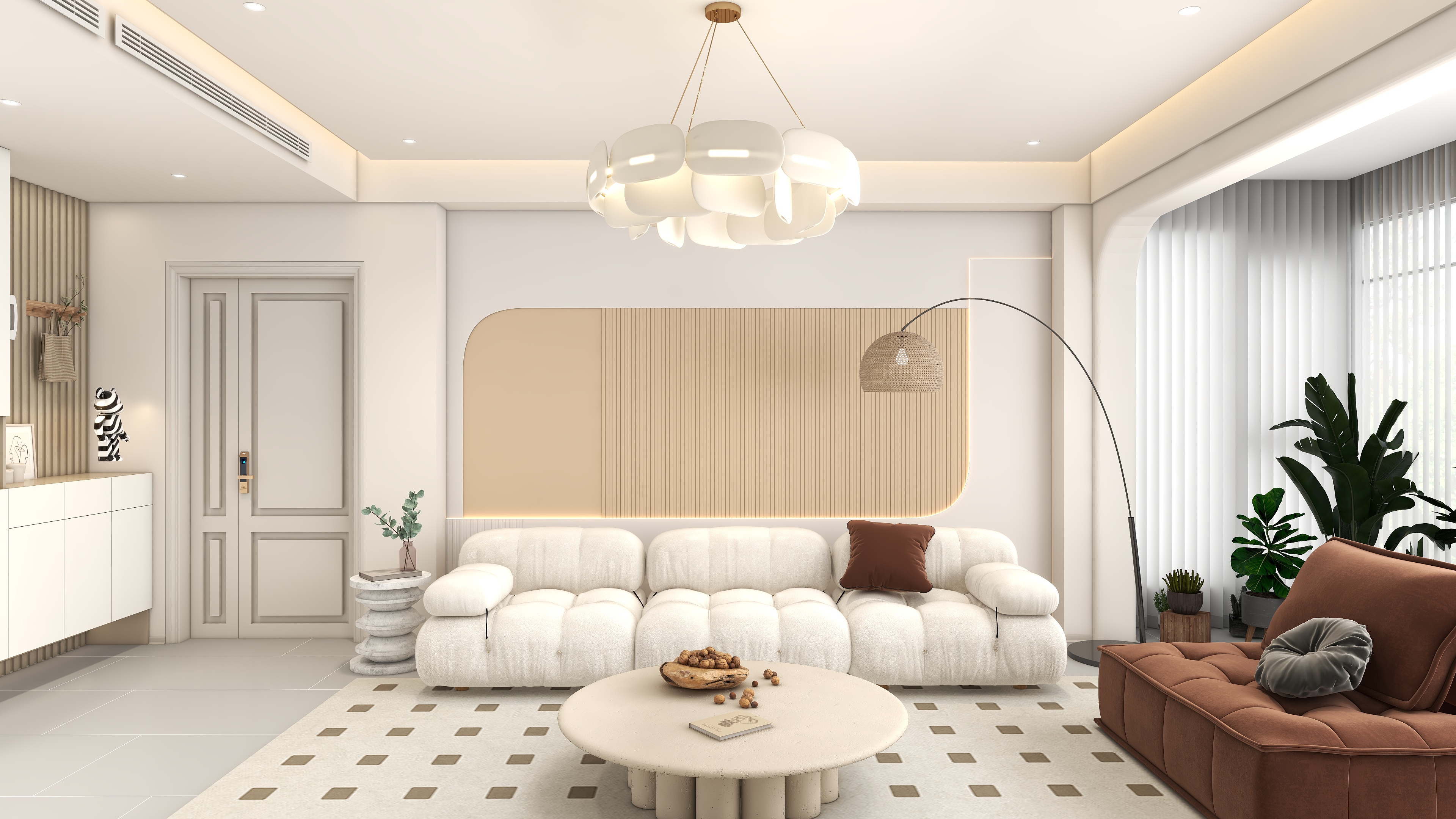 设计师言色-116平米无主灯 焦糖奶油风装修效果图