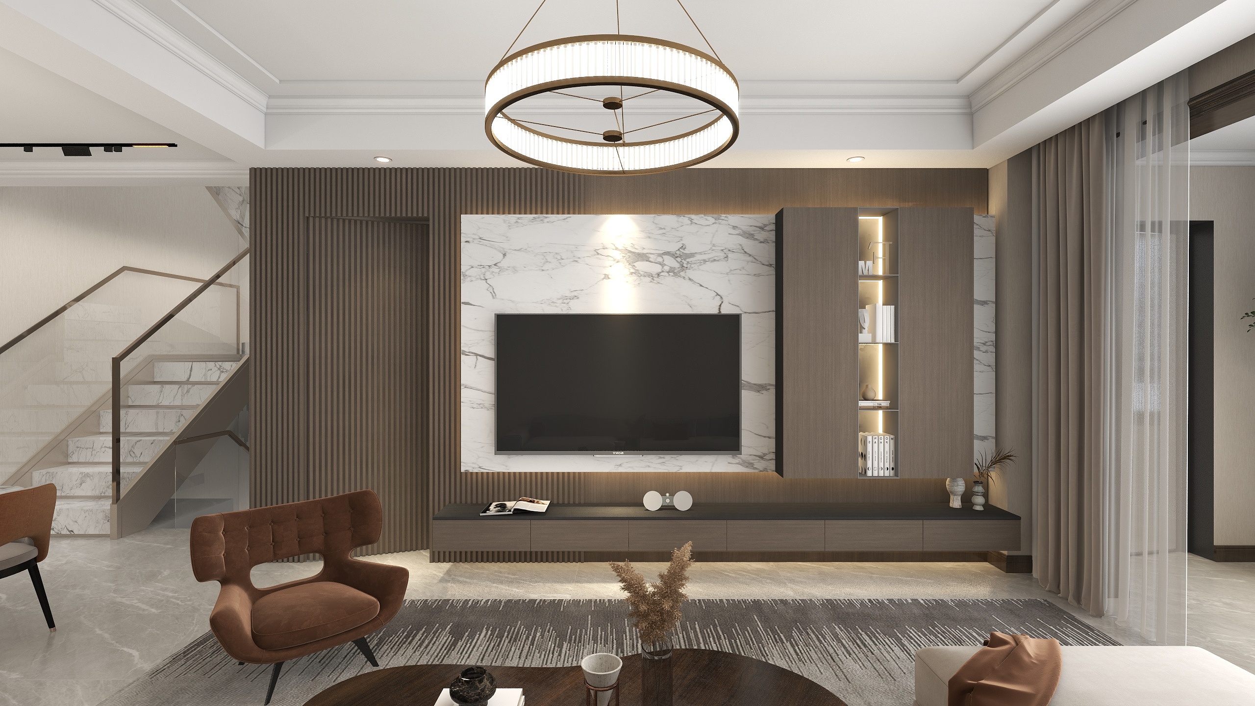 云泥室内设计-珊瑚湾尚院下叠260㎡现代轻奢装修效果图